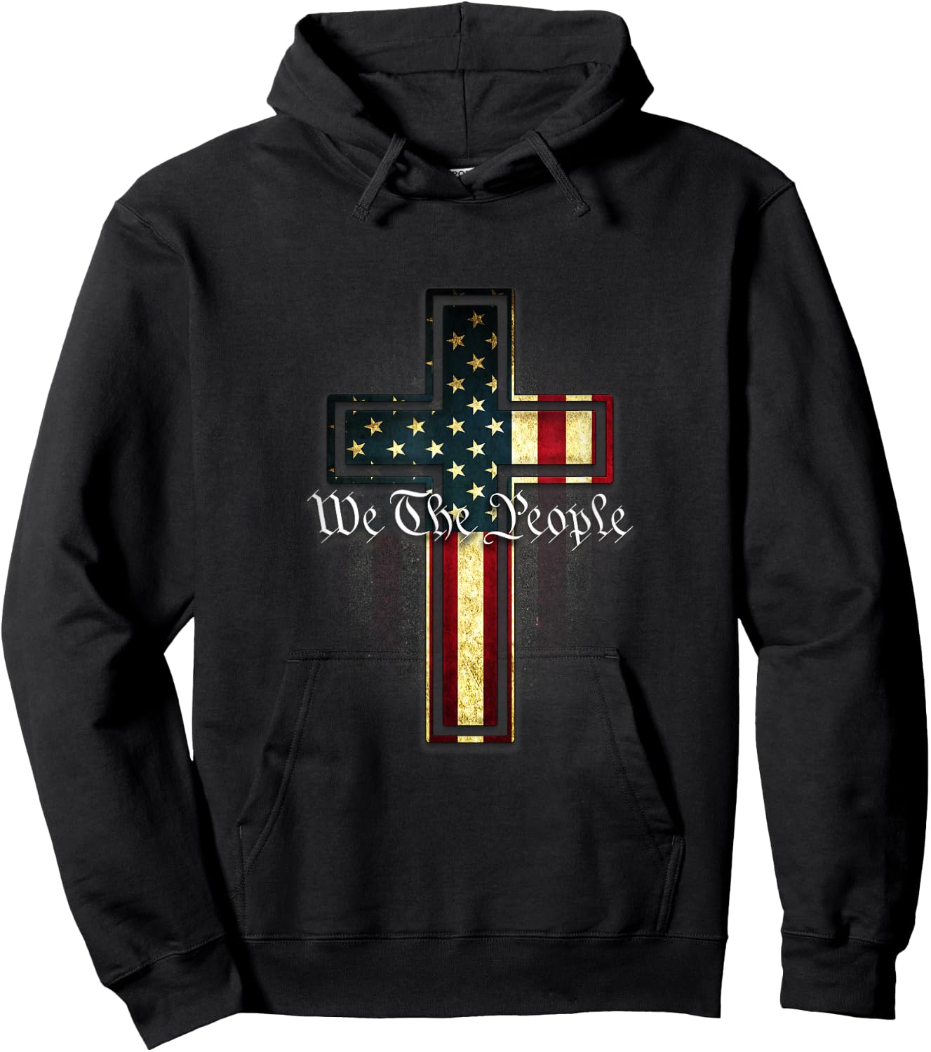 We The People Patriotic American Constitution Cross Hoodie - Hoodie | Black