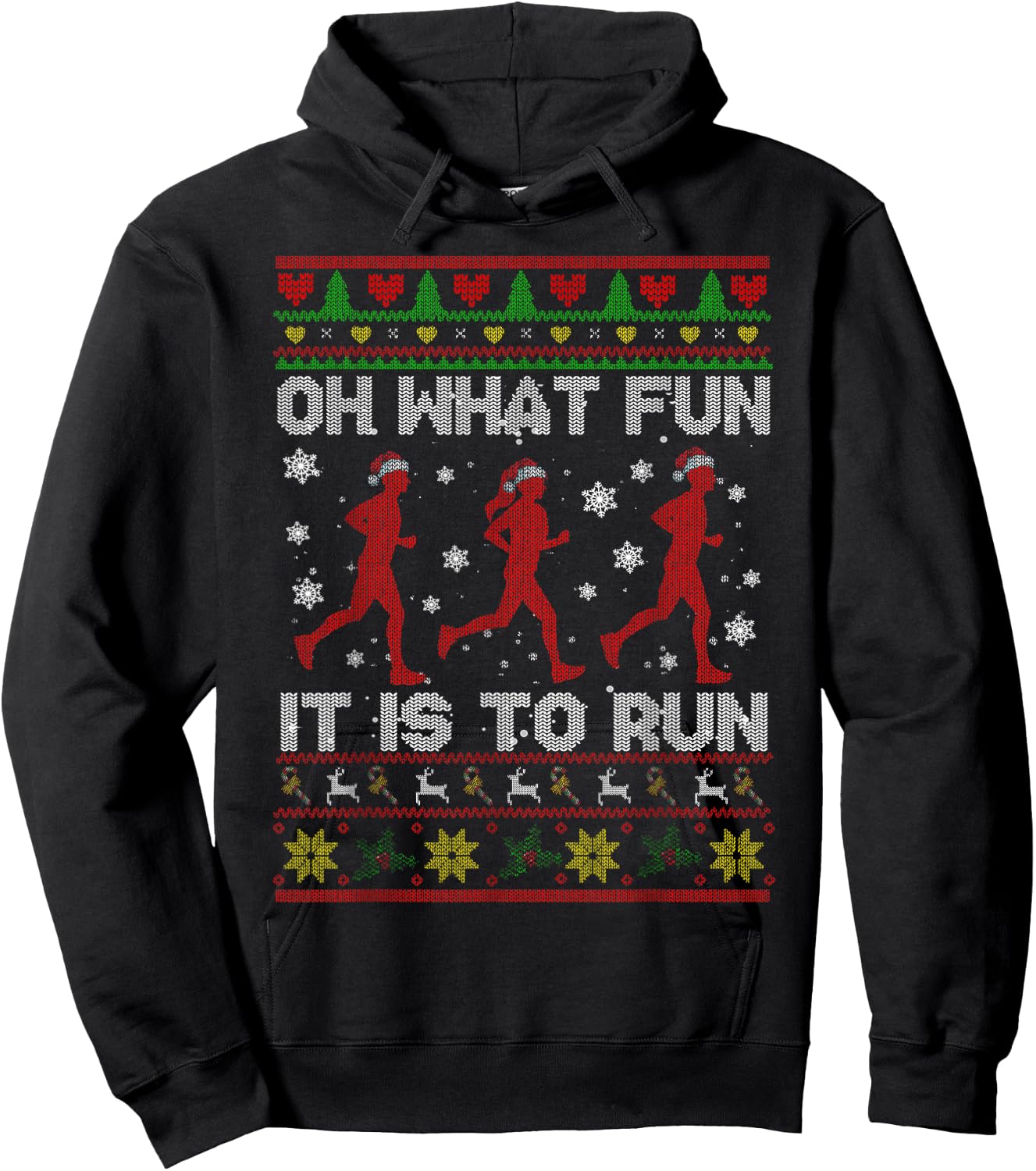 Oh What Fun It is to Run Xmas Santa Runner Running Sweater Hoodie - Hoodie | Black
