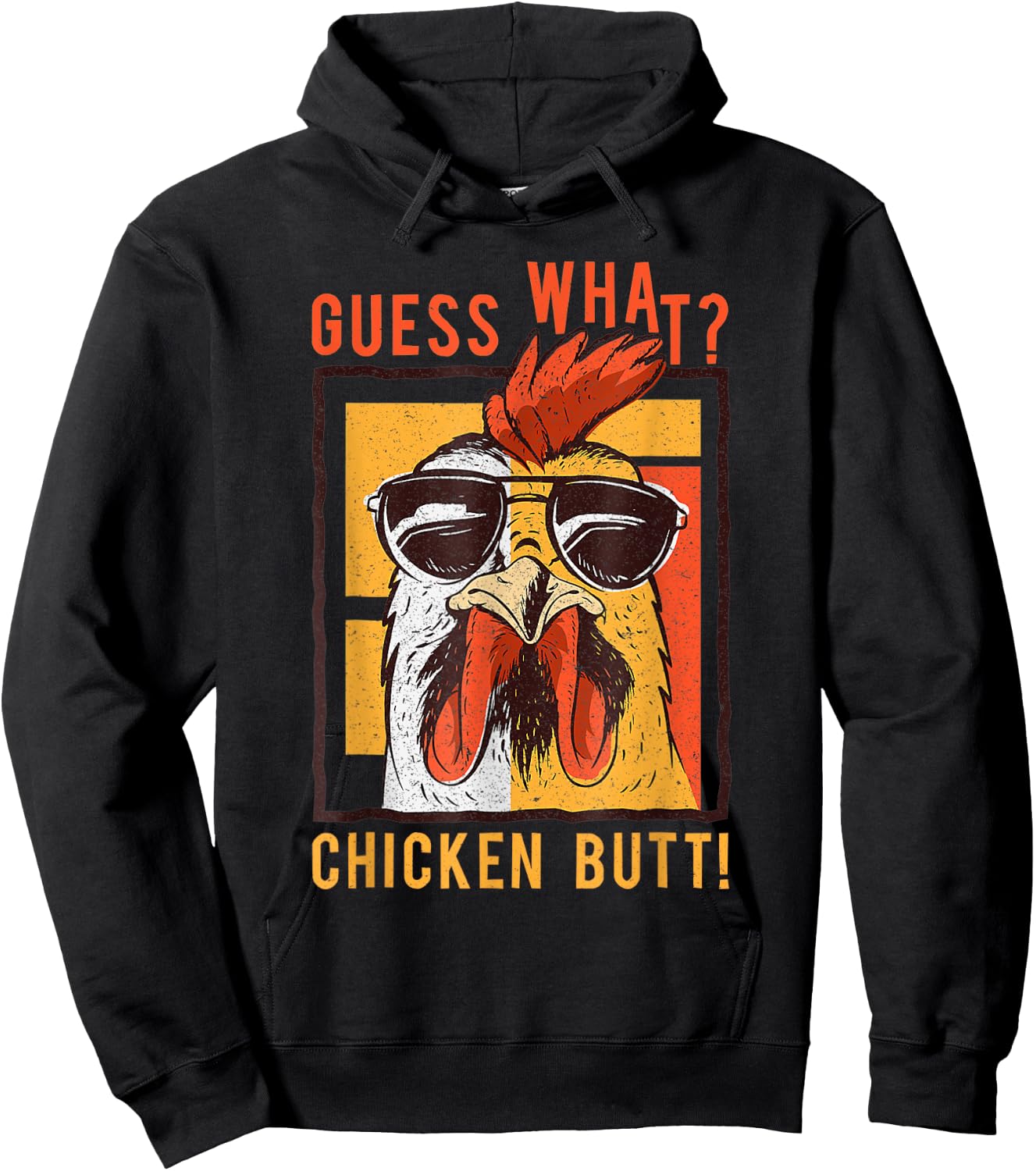 Funny Dad Siblings Friends Humor Guess What? Chicken Butt! Hoodie - Hoodie | Black