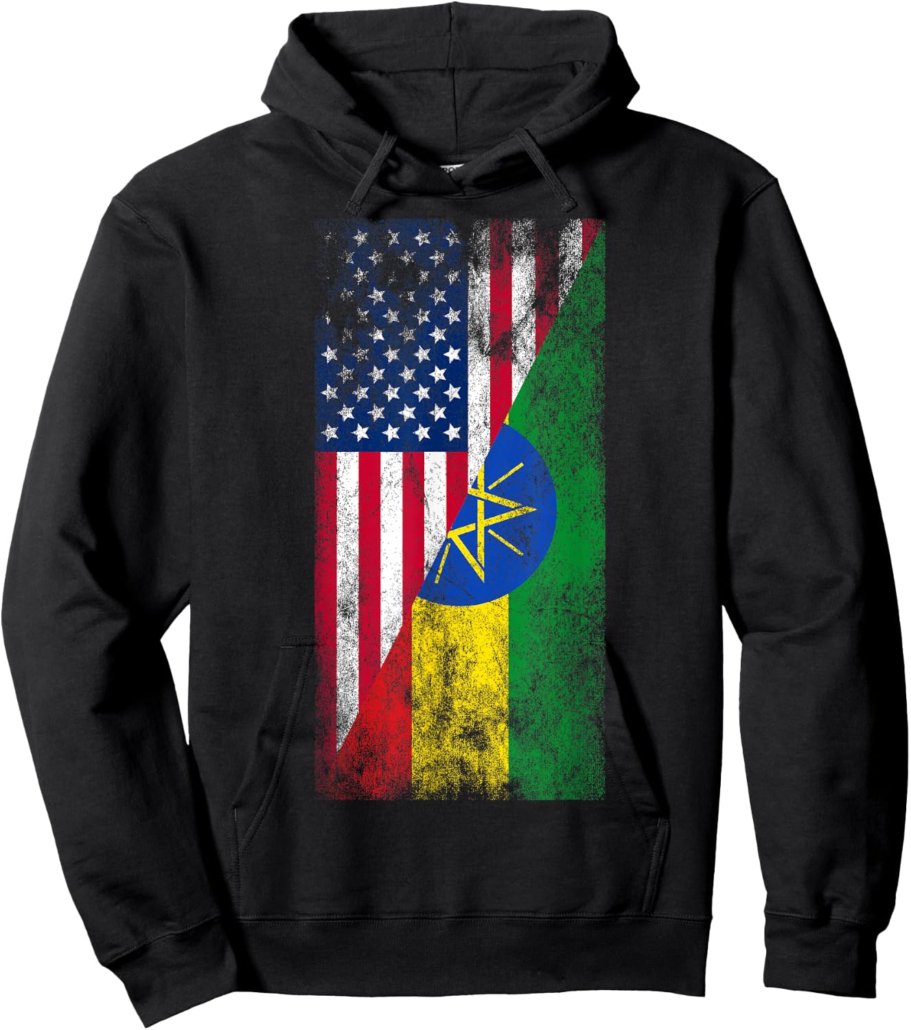 USA & Ethiopia Flags - United States of America, Ethiopian Hoodie - Hoodie | Black
