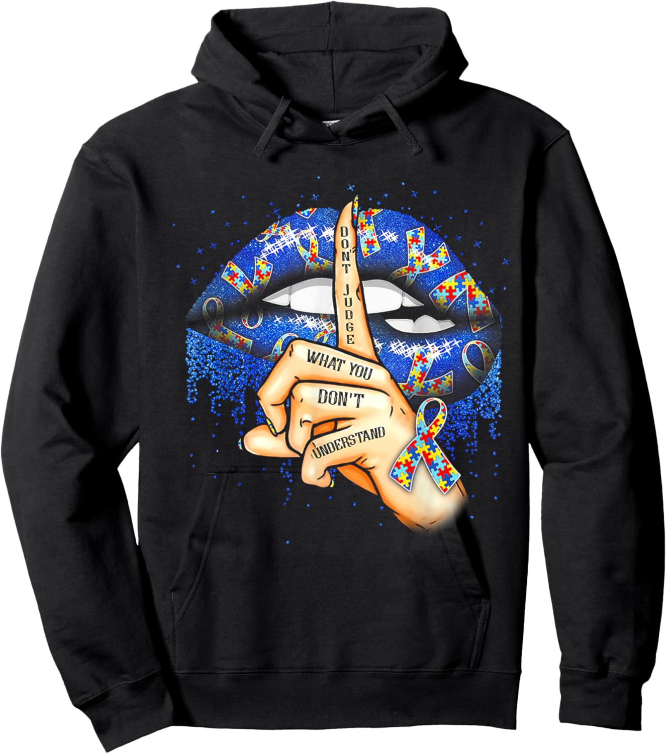 Shhh Don't Judge What You Don't Understand Autism Hoodie - Hoodie | Black