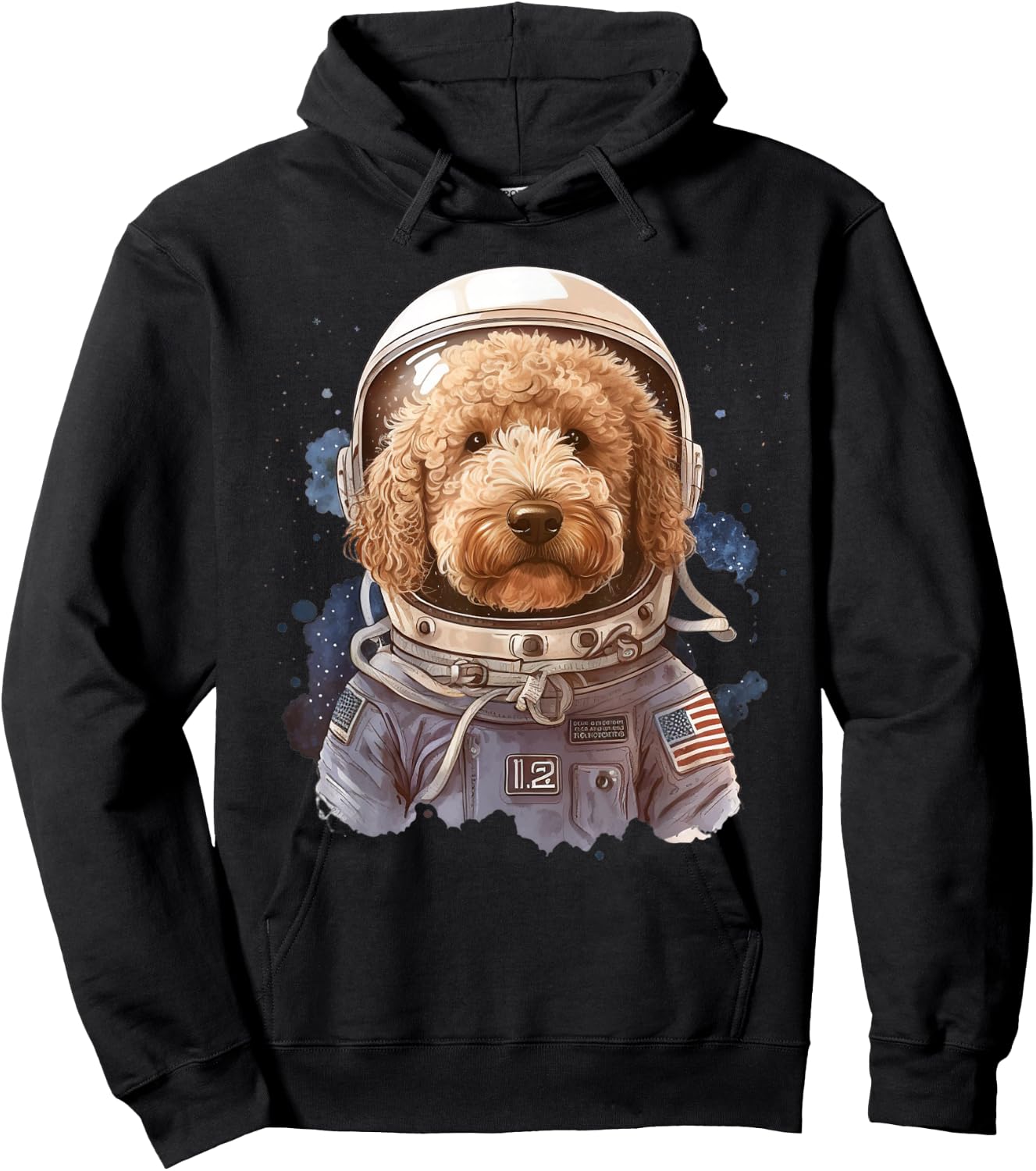 Goldendoodle Astronaut In The Space Cool Graphic Doodle Dog Hoodie - Hoodie | Black