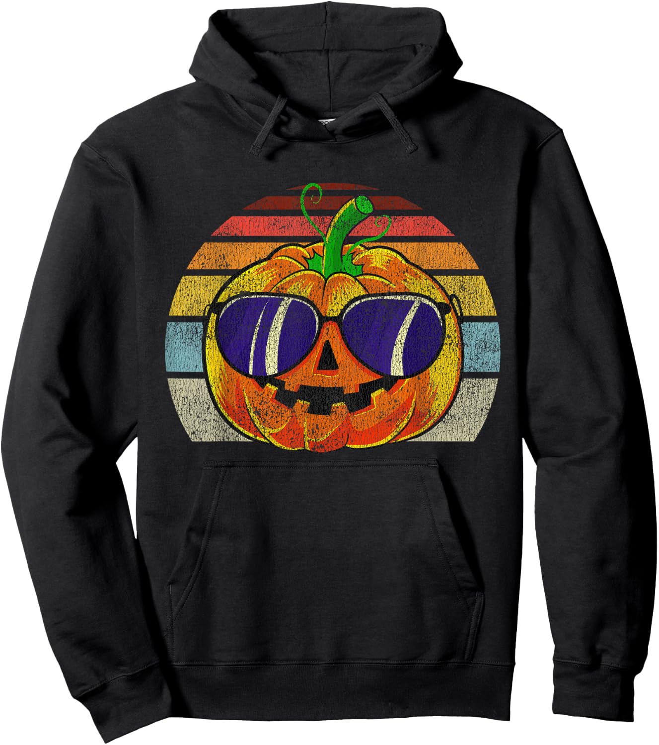 Cool Pumpkin Retro Style Halloween Vintage Women Men Kids Hoodie - Hoodie | Black