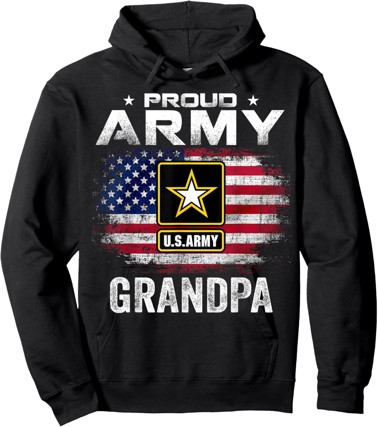 Proud Army Grandpa With American Flag For Veteran Gift Hoodie - Hoodie | Black