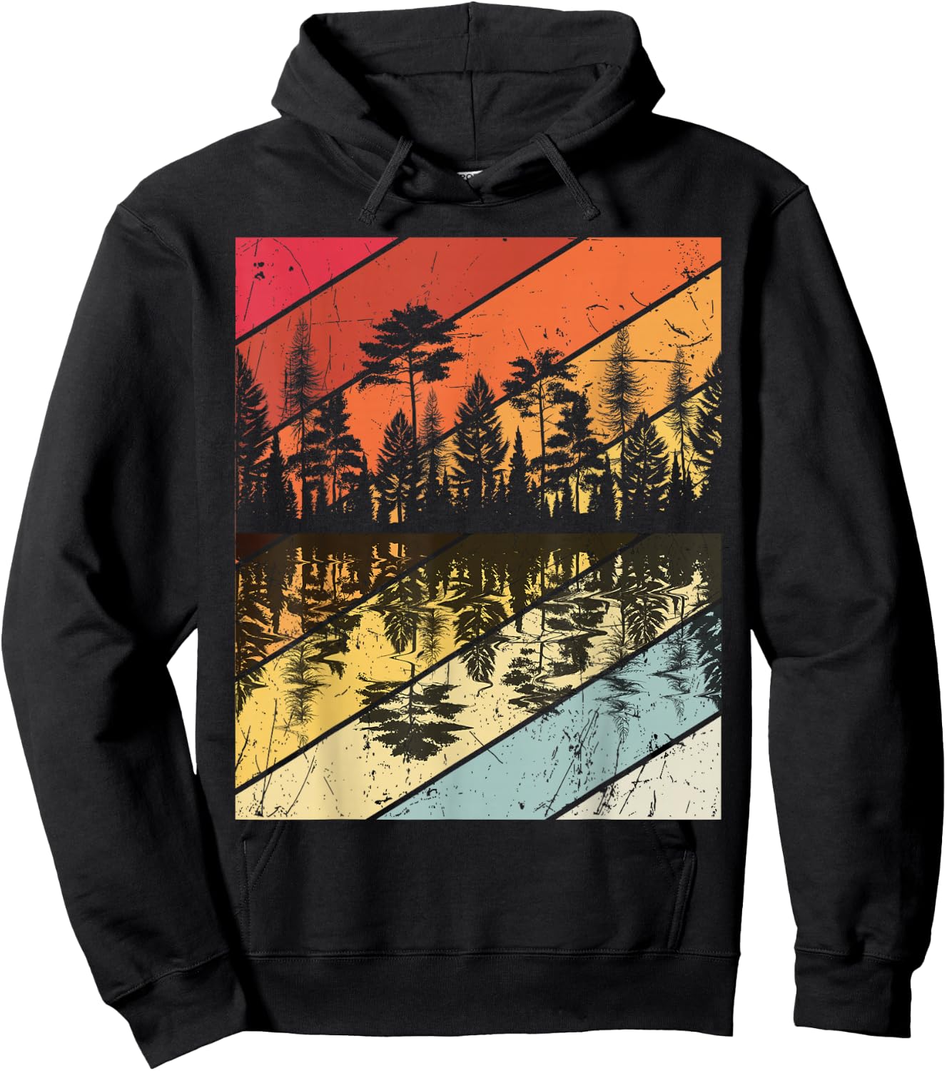 Forest Forrest Camping Vintage Tree Design Retro Lover Hoodie - Hoodie | Black