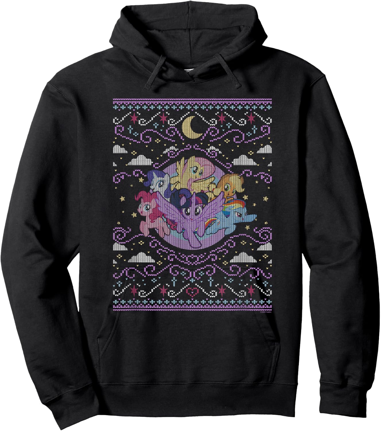 My Little Pony Christmas Celestial Ponies Ugly Sweater Hoodie - Hoodie | Black