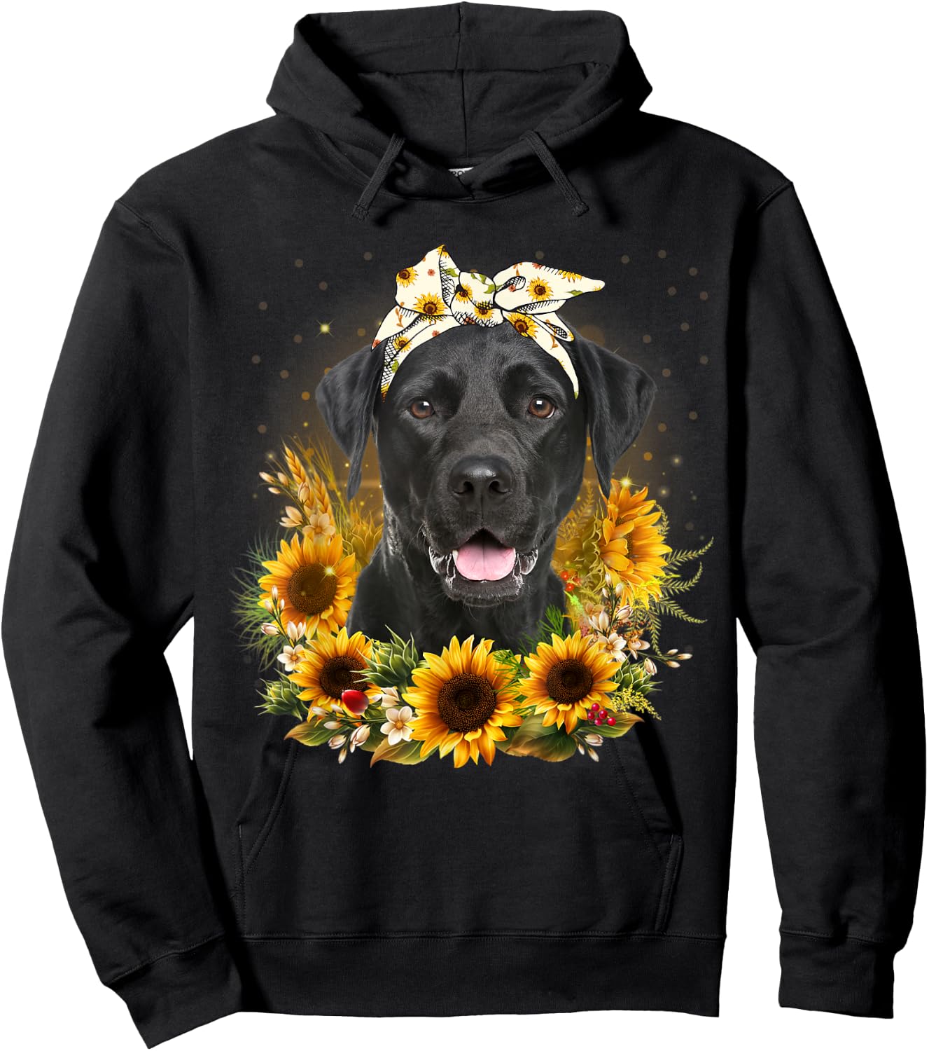 Sunflower Black Labrador Dog Mothers Day Hoodie - Hoodie | Black