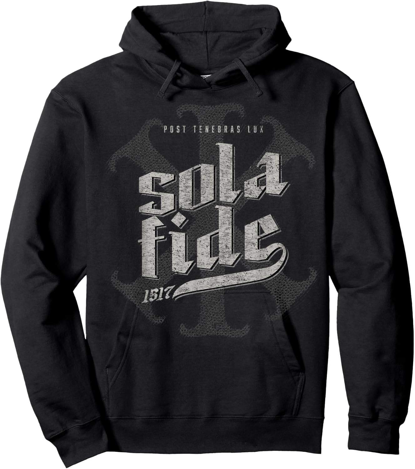 Sola Fide Post Tenebras Lux IX Christogram Retro Graphic Hoodie - Hoodie | Black