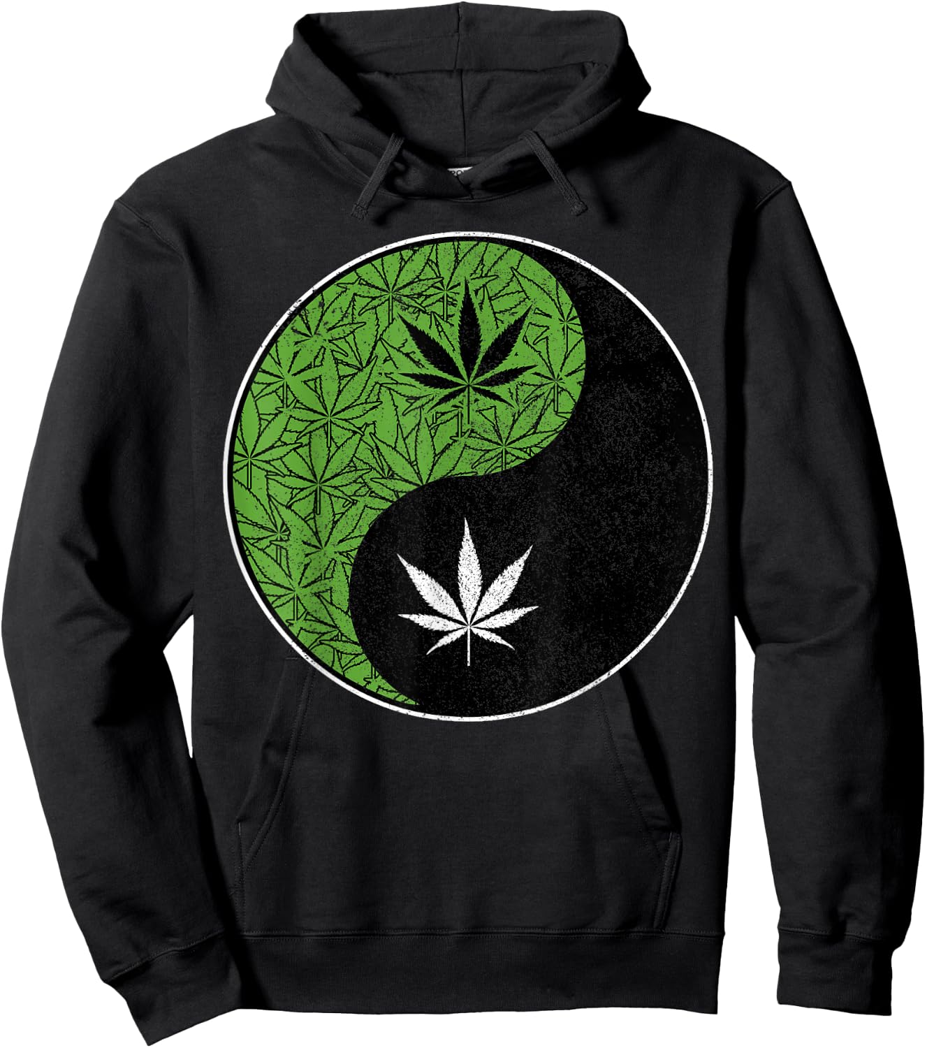 Weed Yin Yang Cannabis Leaf Pot Spiritual Stoner 420 Gift Hoodie - Hoodie | Black