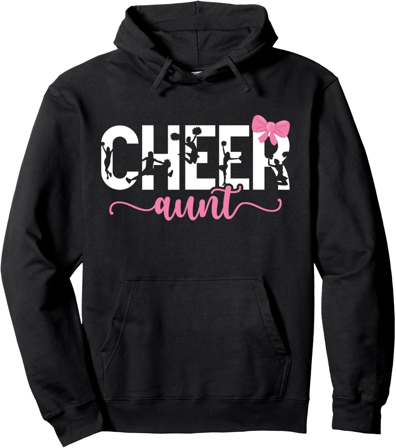 Cheer Aunt Of A Cheerleader Auntie Bow Cheerleading Aunt Hoodie - Hoodie | Black