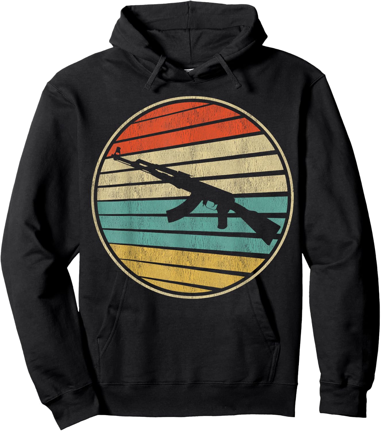 Gun Lover Retro Vintage 70s 80s AK-47 Assault Rifle Art Fun Hoodie - Hoodie | Black