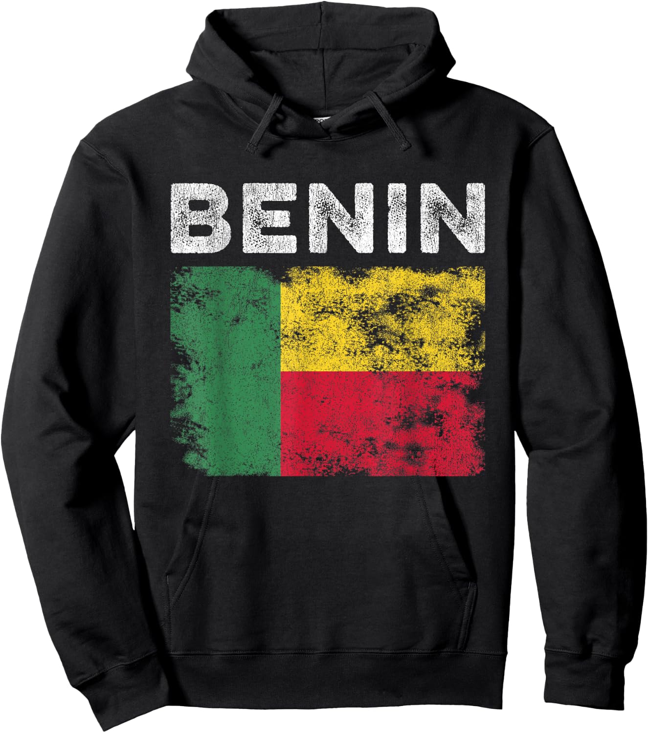 Benin Flag Distressed - Men Women Kids - Beninese Flag Hoodie - Hoodie | Black