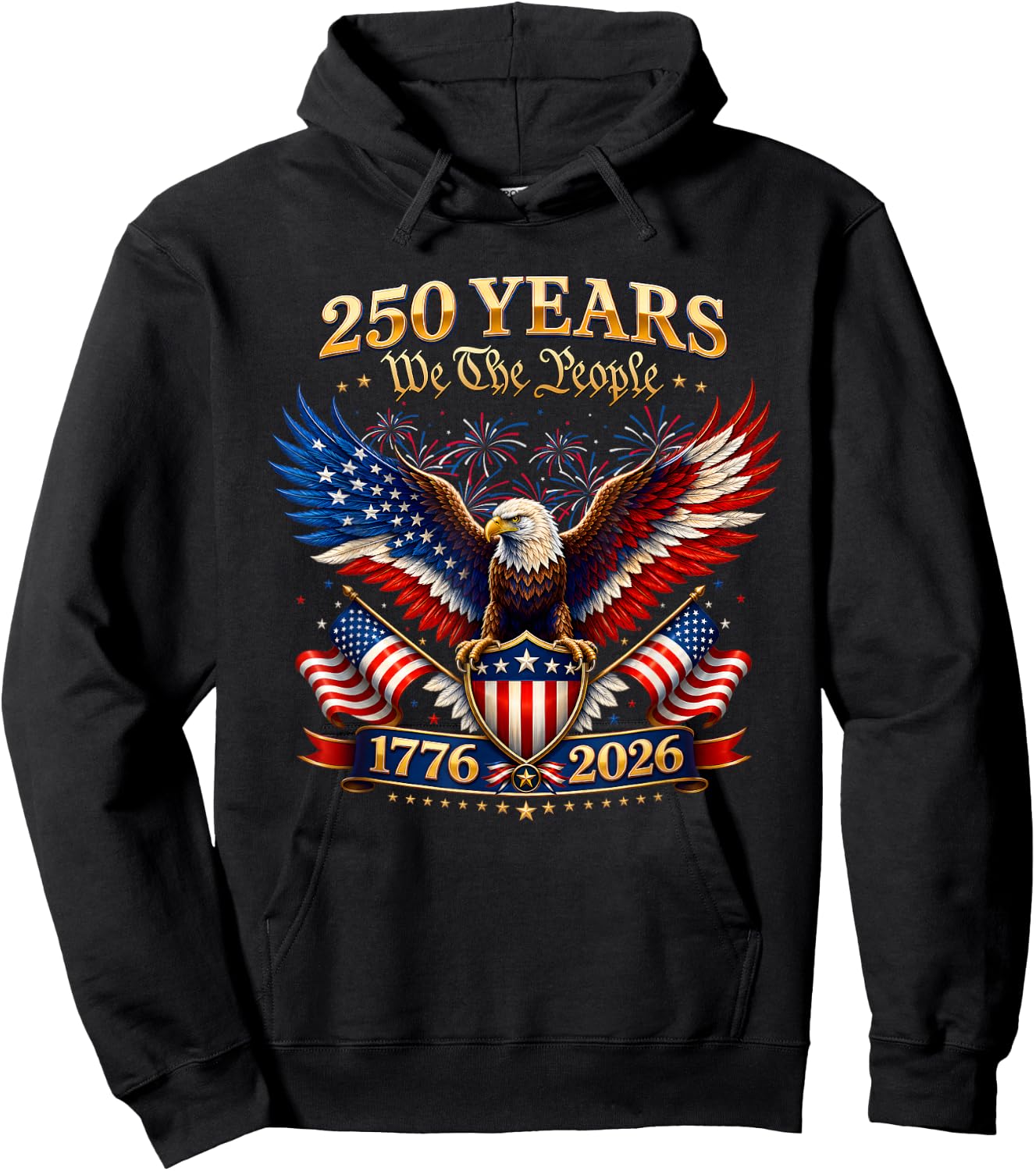250 Years American US 250th 4th of July 250 Anniversary USA Hoodie - Hoodie | Black