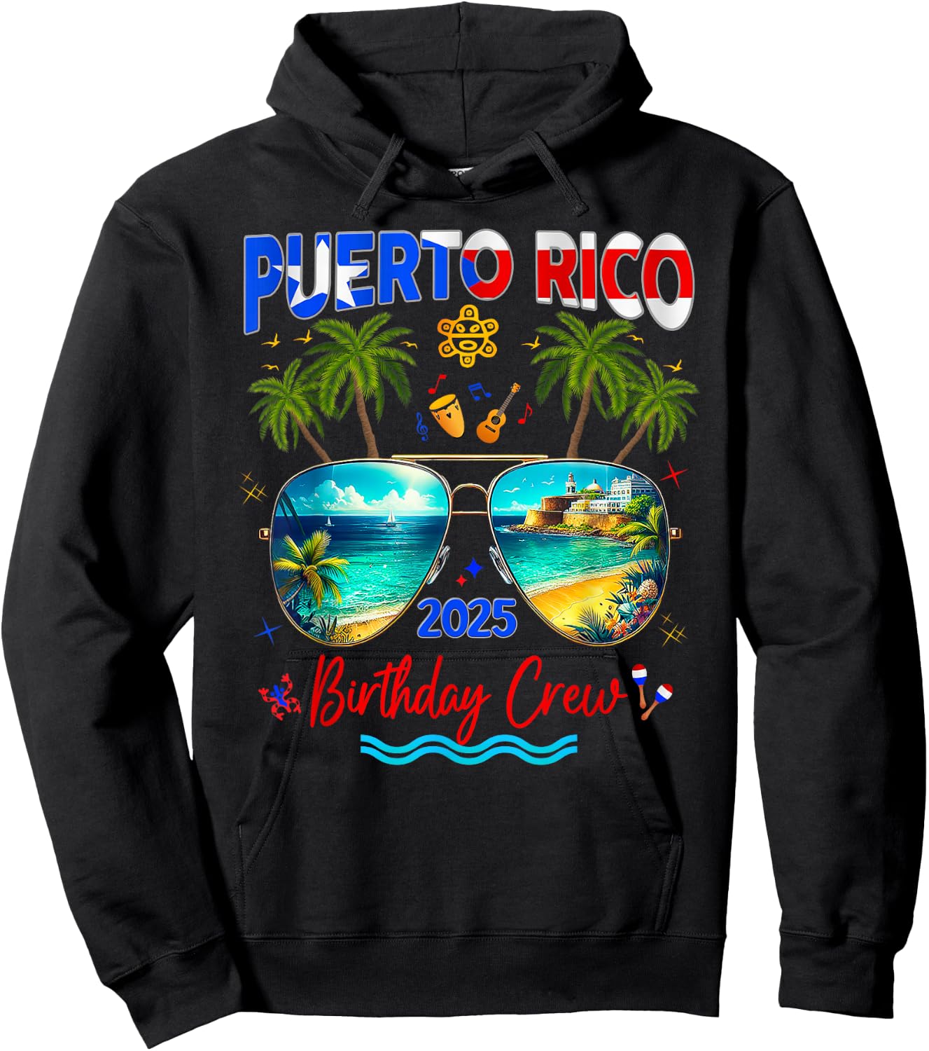 Puerto Rico Vacation Trip 2025 Birthday Family Matching Grou Hoodie - Hoodie | Black