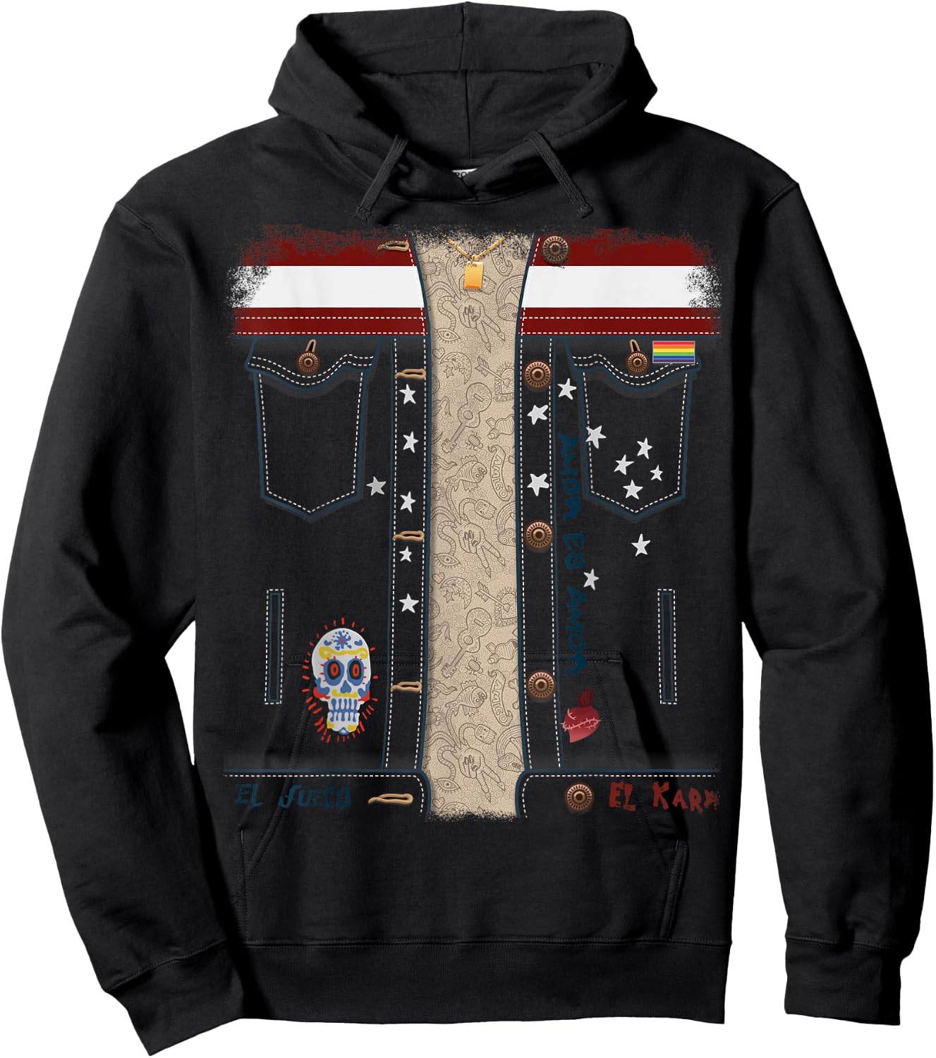 Marvel America Chavez Denim Jacket Front and Back Hoodie - Hoodie | Black