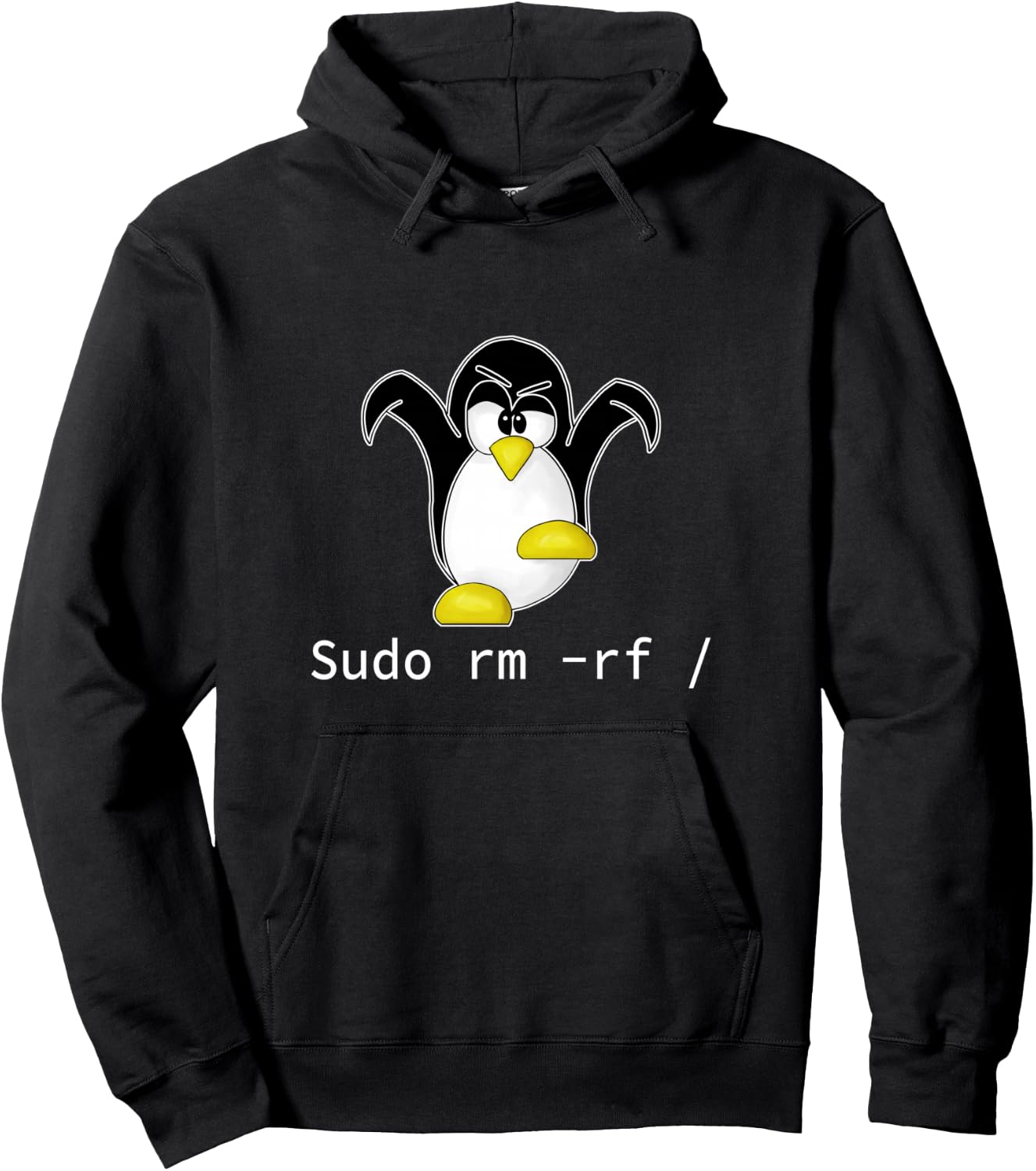 Tux Linux Penguin Sudo Rm Rf | Programmer Developer Hacker Hoodie - Hoodie | Black