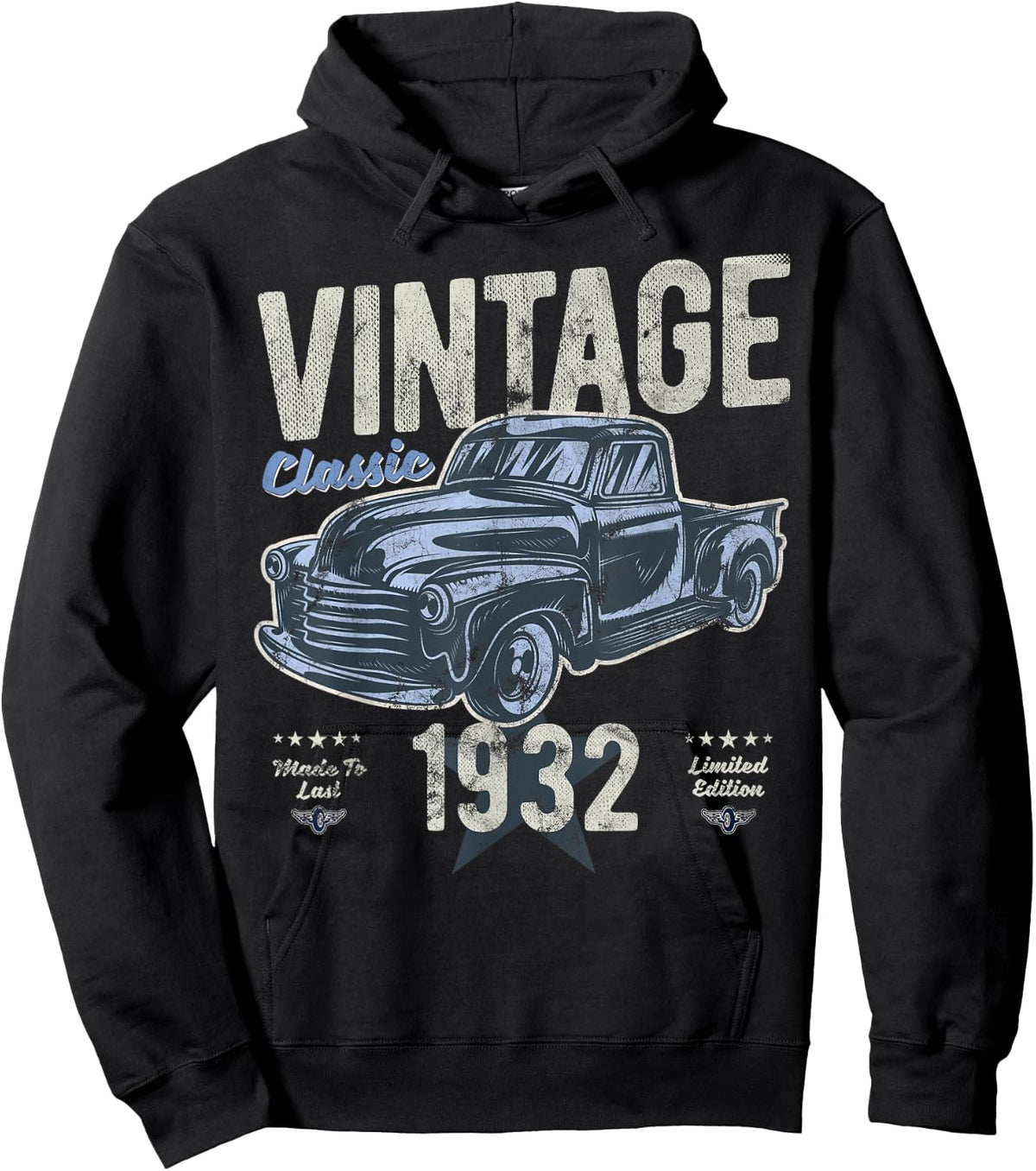 Vintage, Born 1932, 90th Birthday, Classic Pick Up Truck Hoodie - Hoodie | Black
