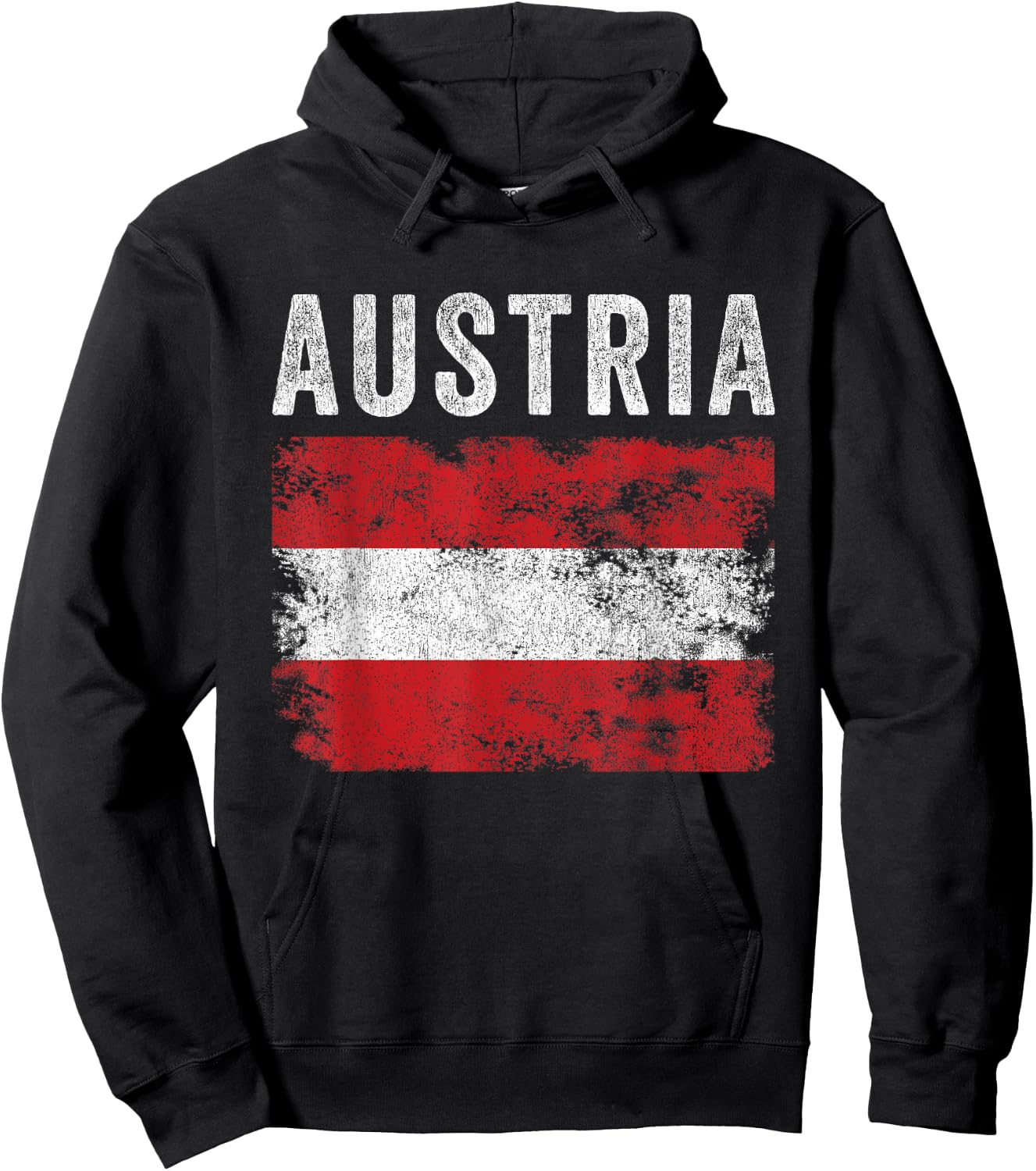 Austria Flag Distressed - Men Women Kids - Austrian Flag Hoodie - Hoodie | Black