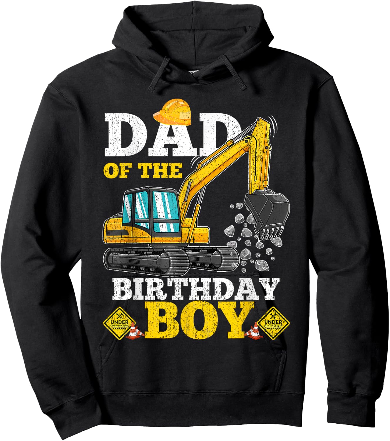 Dad of the Birthday Boy Construction Birthday Excavator Gift Hoodie - Hoodie | Black