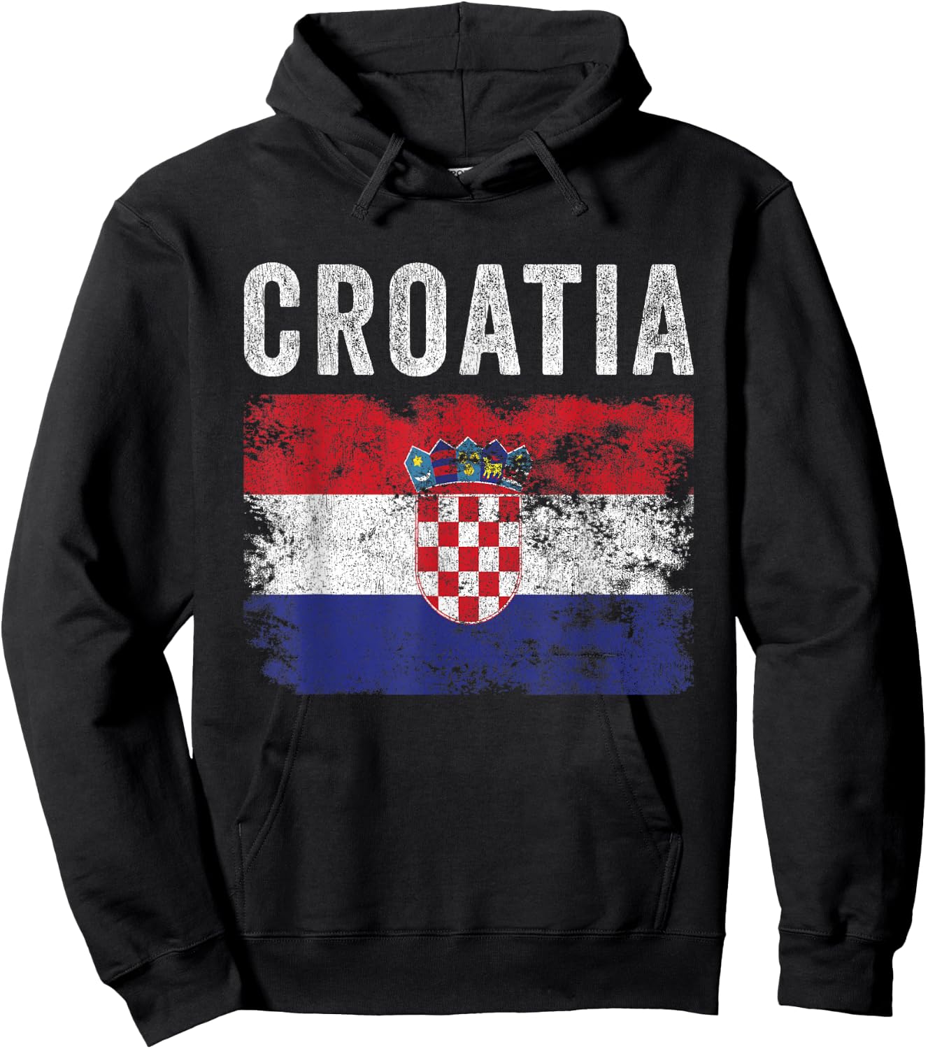 Croatia Flag Distressed - Men Women Kids - Croatian Flag Hoodie - Hoodie | Black