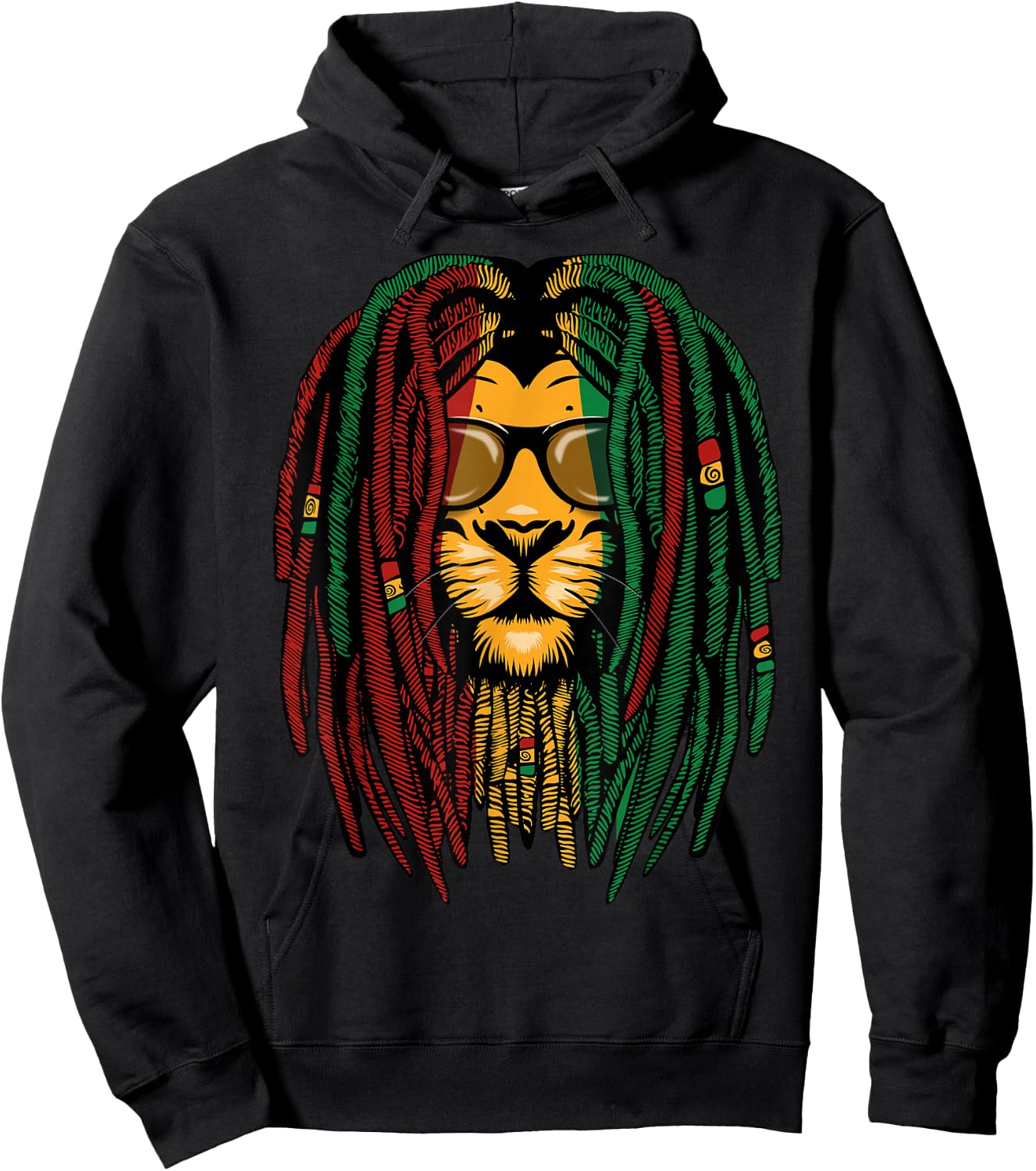 Reggae Lion Dreadlocks Wild Cat Rasta Africa Rastafari Look Hoodie - Hoodie | Black