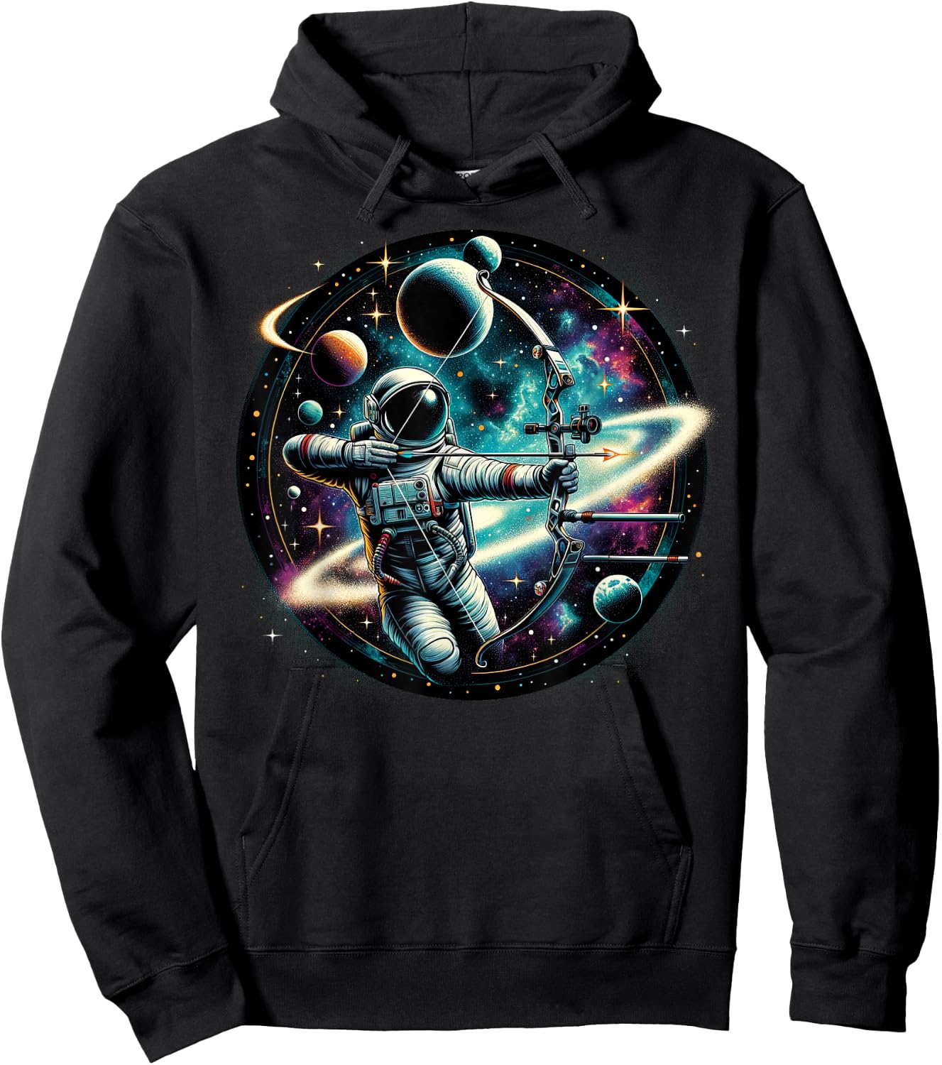 Cool Galaxy Archer Astronaut on Archery Hoodie - Hoodie | Black
