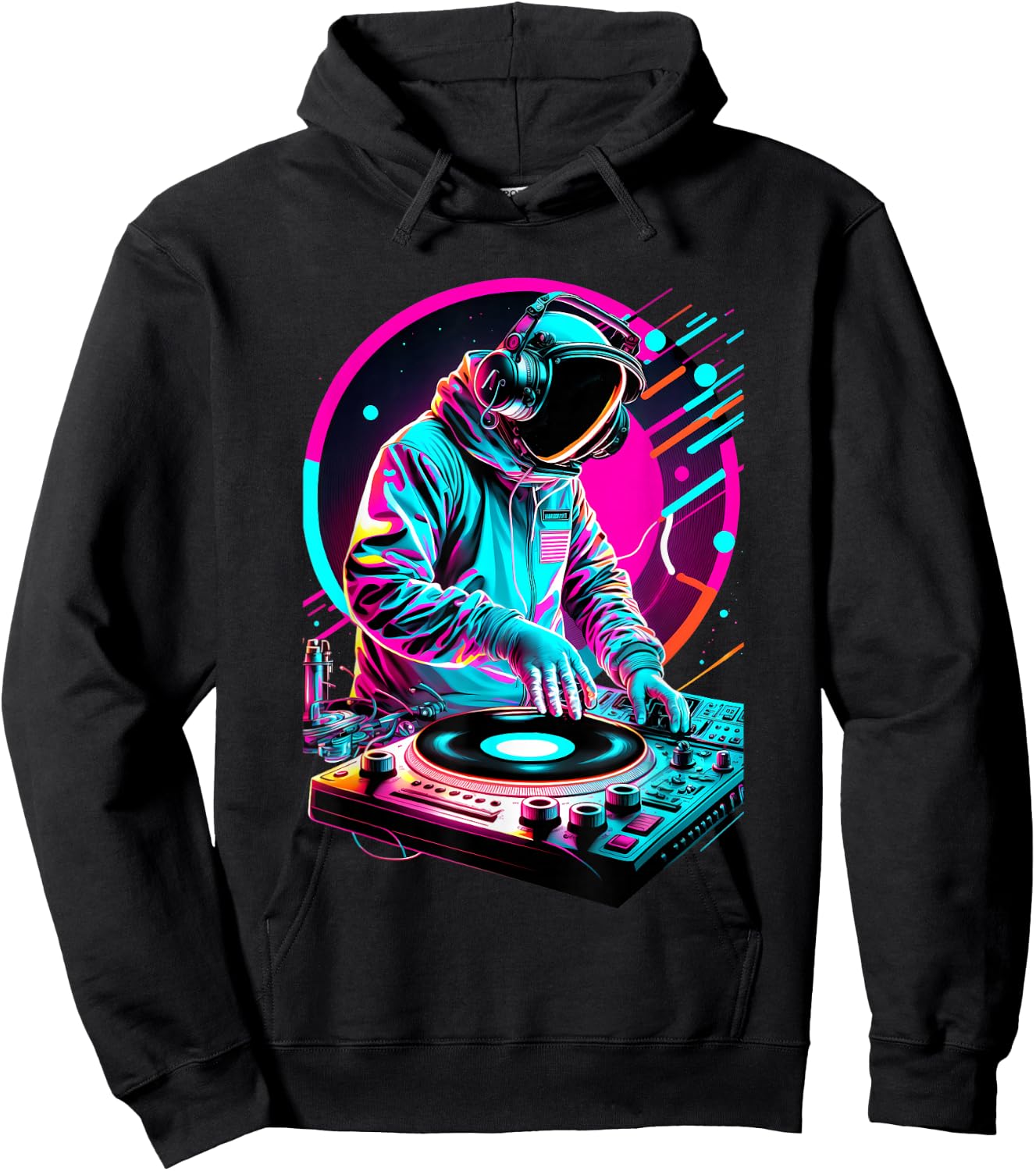 Astronaut DJ, DJing in Space, EDM cool Graphic Hoodie - Hoodie | Black