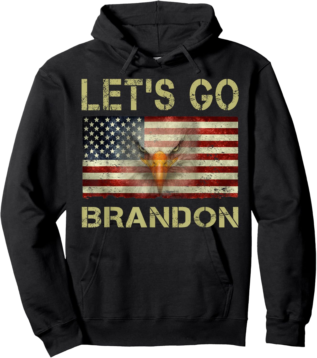 Let’s Go Brandon Conservative USA Flag Funny Hoodie - Hoodie | Black