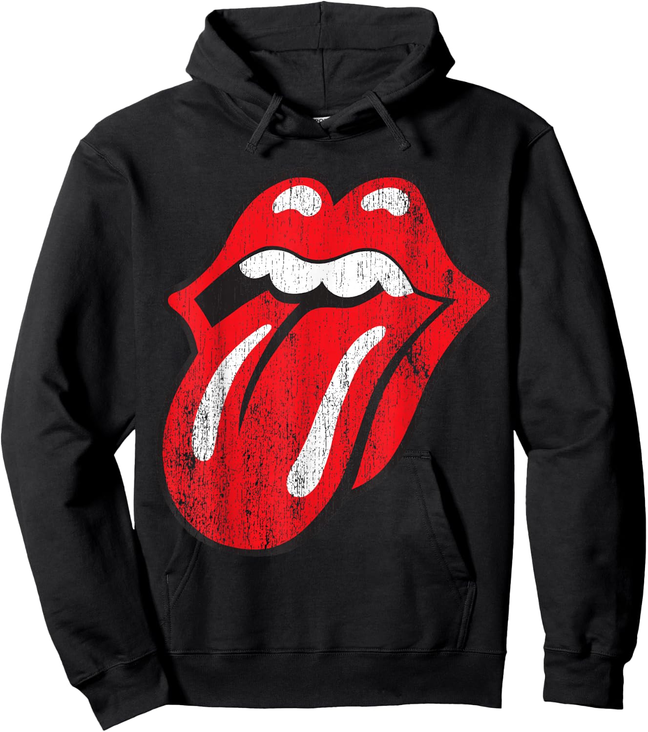 Rolling Stones Official Distressed Tongue Hoodie - Hoodie | Black