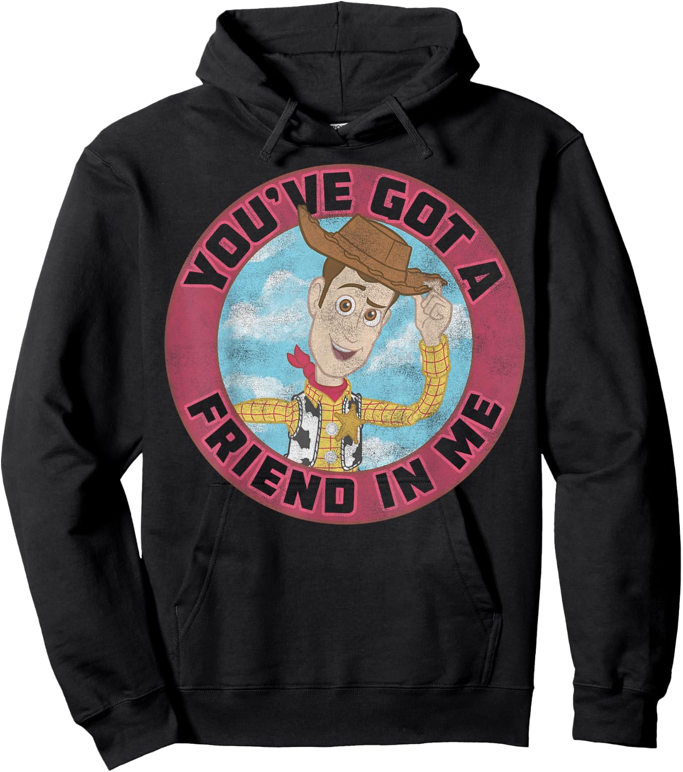 Disney Pixar Toy Story Woody Friend in Me Vintage Distressed Hoodie - Hoodie | Black