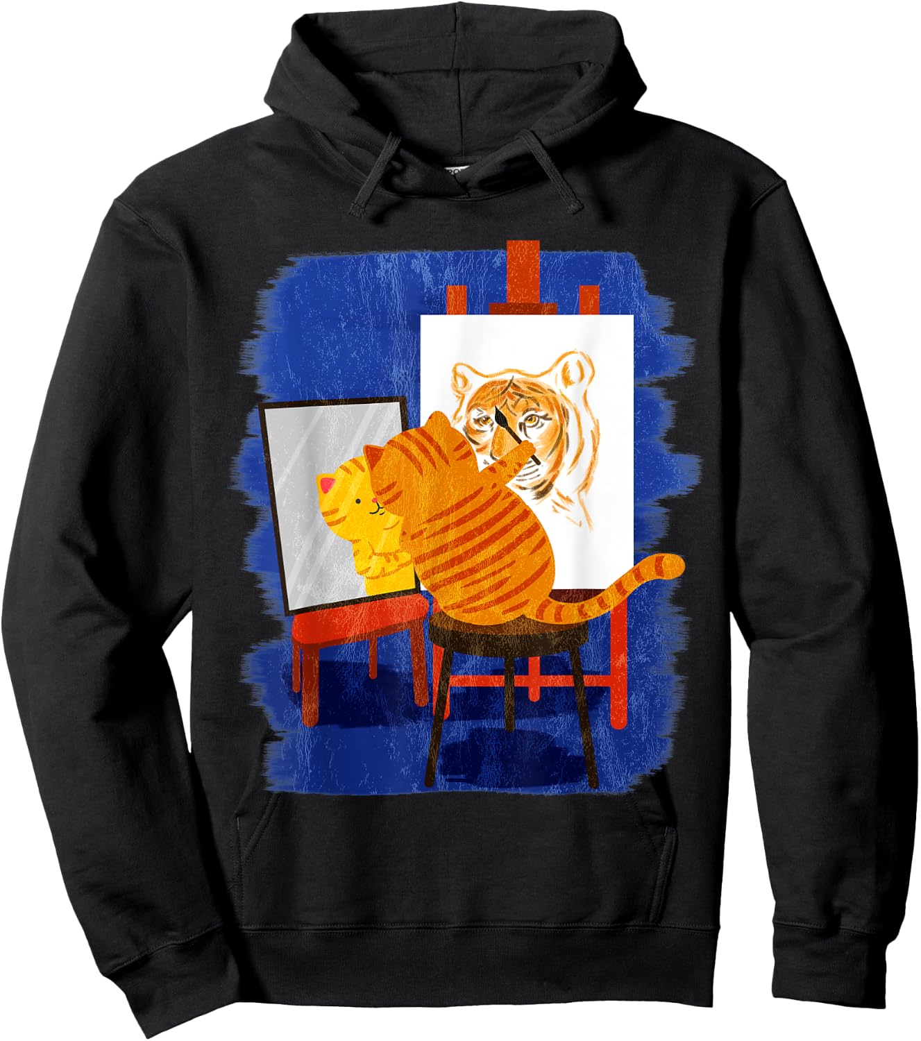 Cute Artistic Cat - Cute Cat Painting Lion Art Hoodie - Hoodie | Black
