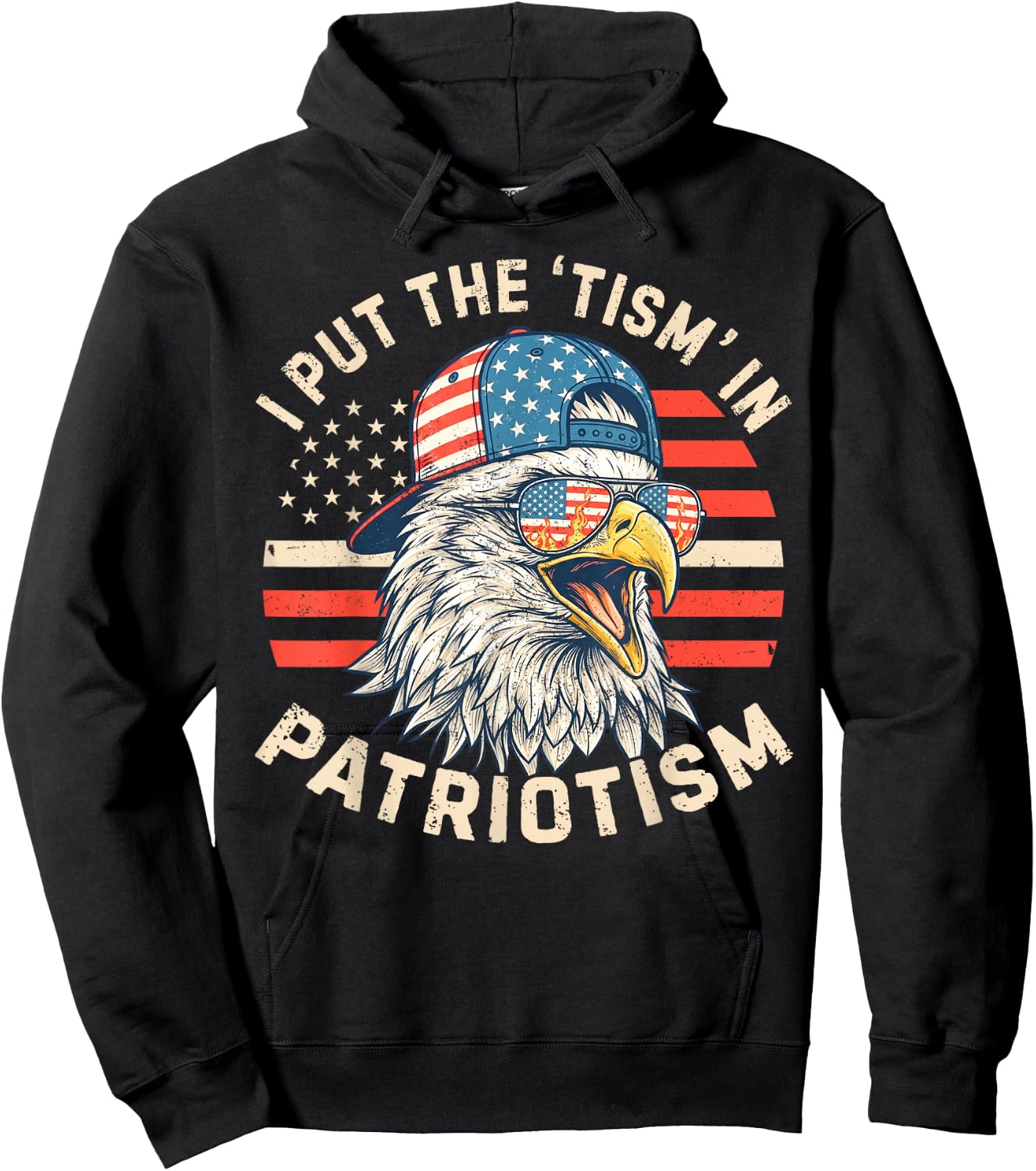 I Put The Tism in Patriotism Athletic Eagle 4th of July Kids Hoodie - Hoodie | Black