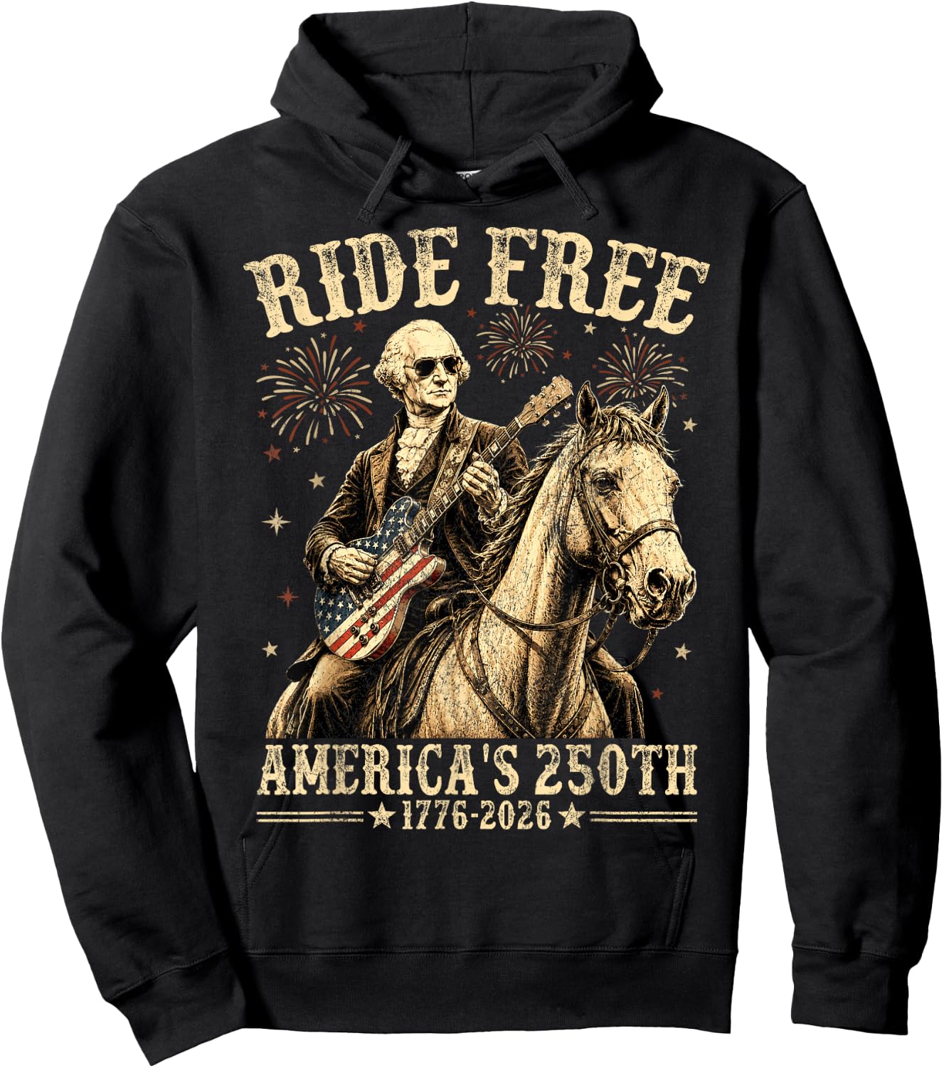 Ride Free 1776 2026 Horse 250th Anniversary USA 250 Years Hoodie - Hoodie | Black