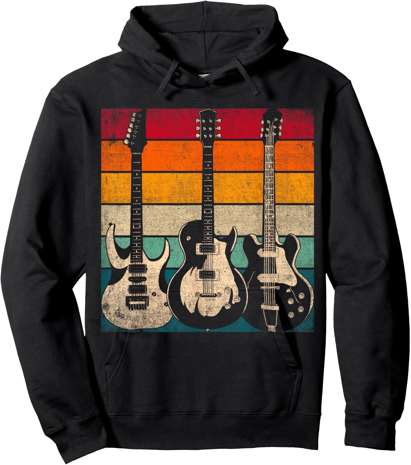 Retro Guitar Hoodie - Hoodie | Black