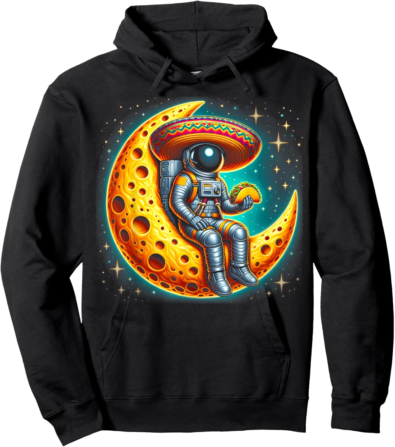 Cinco De Mayo Astronaut Space Mexico Sombrero Taco Moon Hoodie - Hoodie | Black