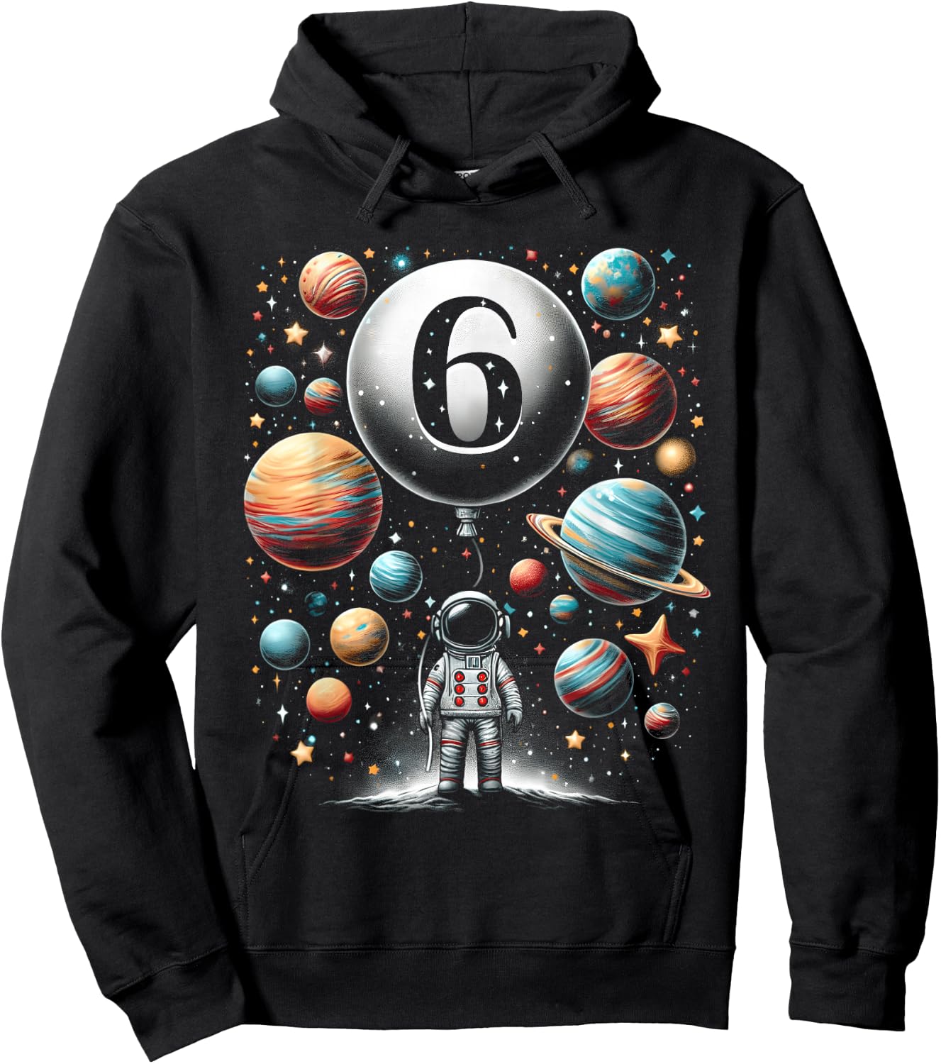 Six 6 Year Old Astronauts 6th Birthday Boys Girls Space Geek Hoodie - Hoodie | Black