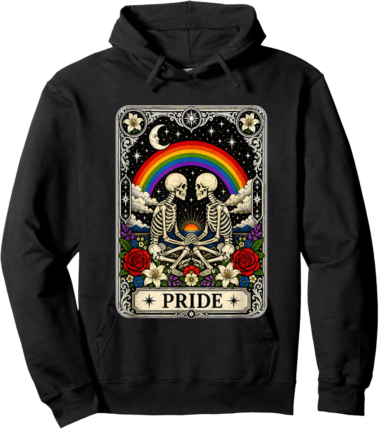 LGBT Tarot Skeleton Gay Pride LGBTQ Equal Rights Transgender Hoodie - Hoodie | Black