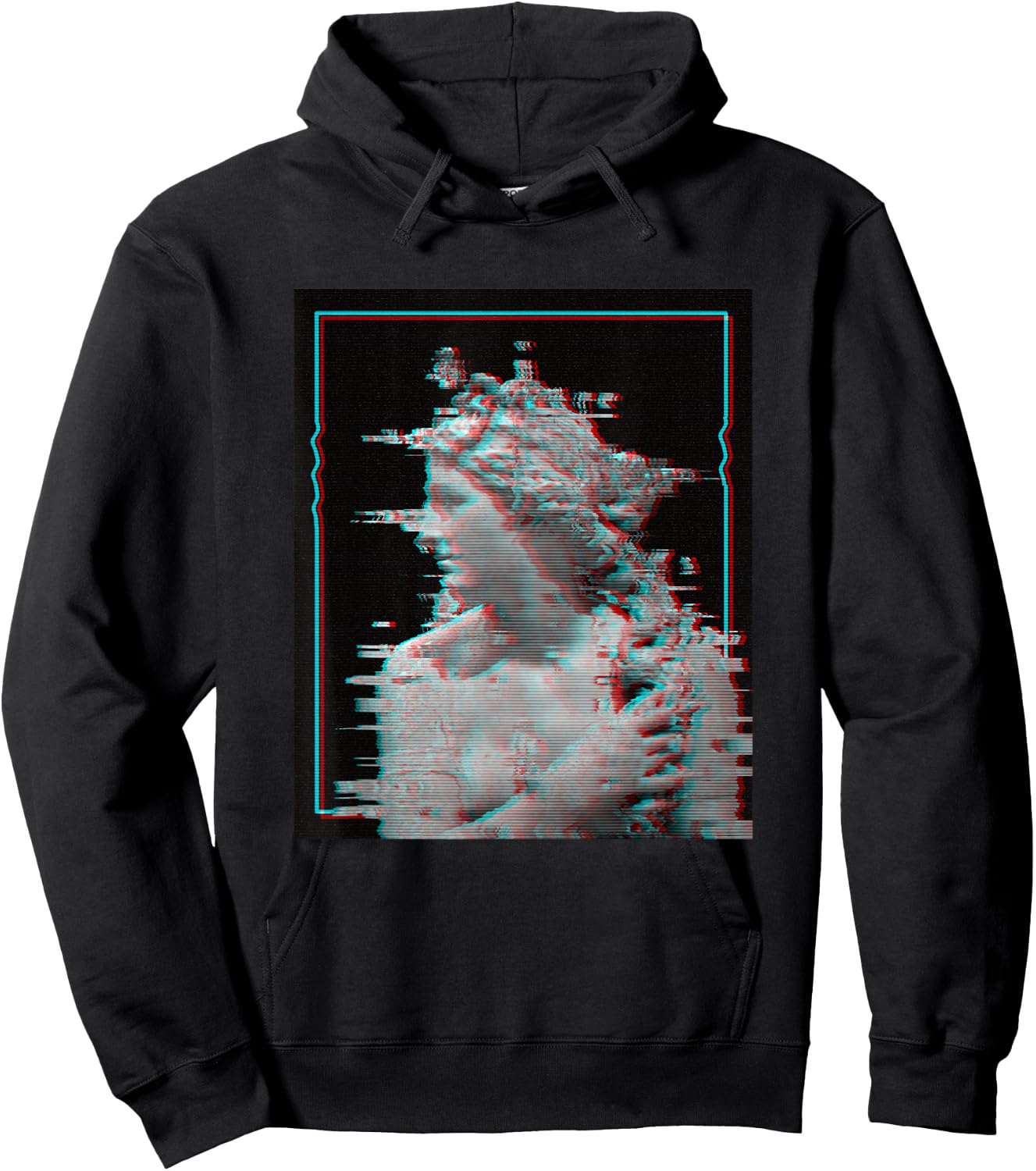 Greek Statue Glitch | Retro Vaporwave Aesthetic 80s 90s Hoodie - Hoodie | Black