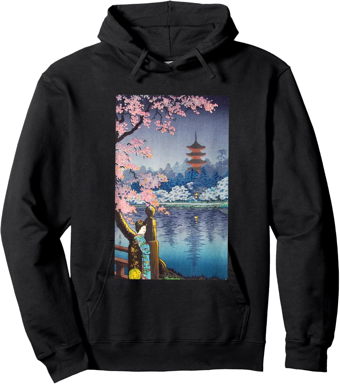 Vintage Woodblock Japanese Art Hoodie - Hoodie | Black