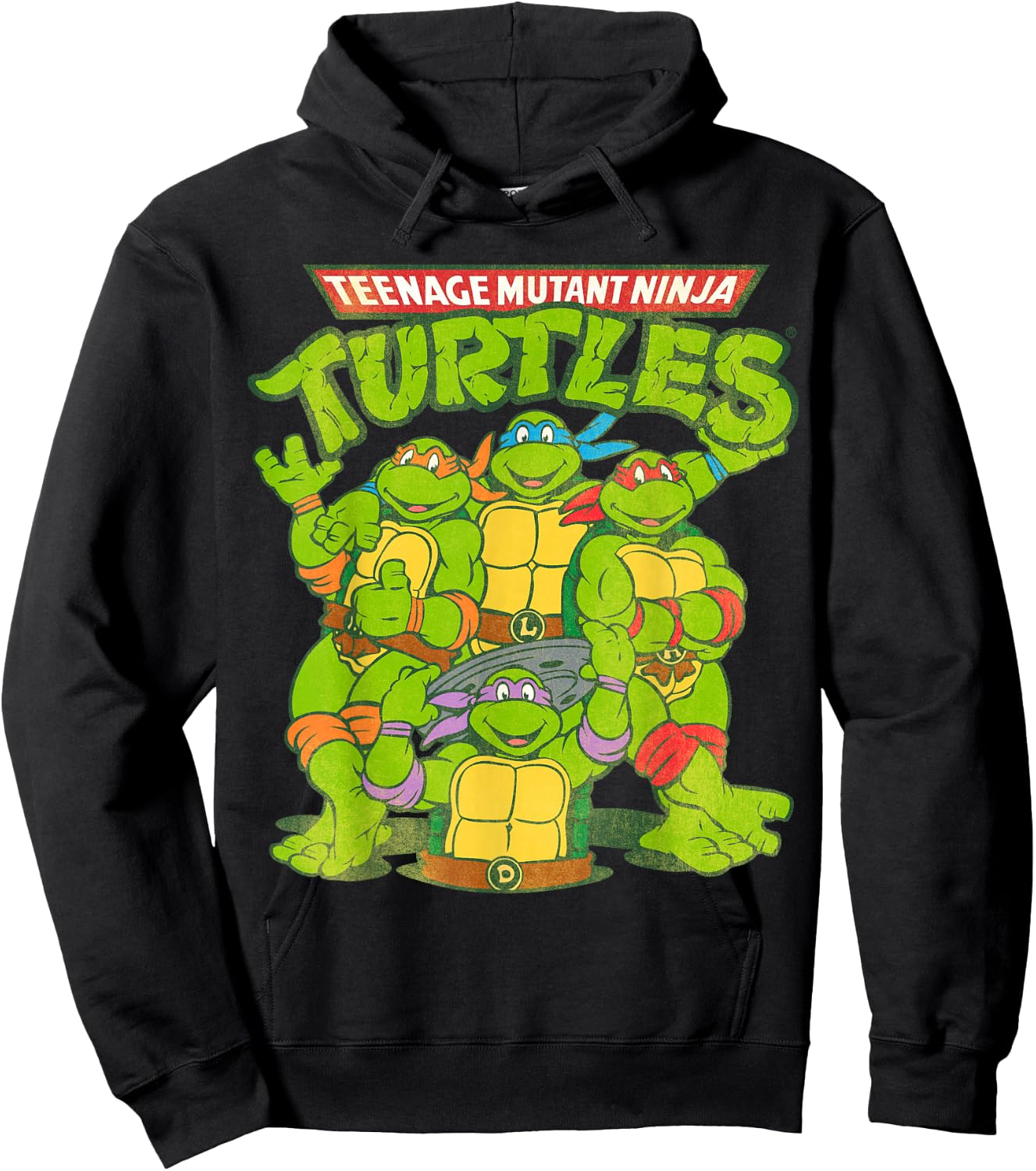 TMNT Classic Logo With All Ninja Turtles Hoodie - Hoodie | Black