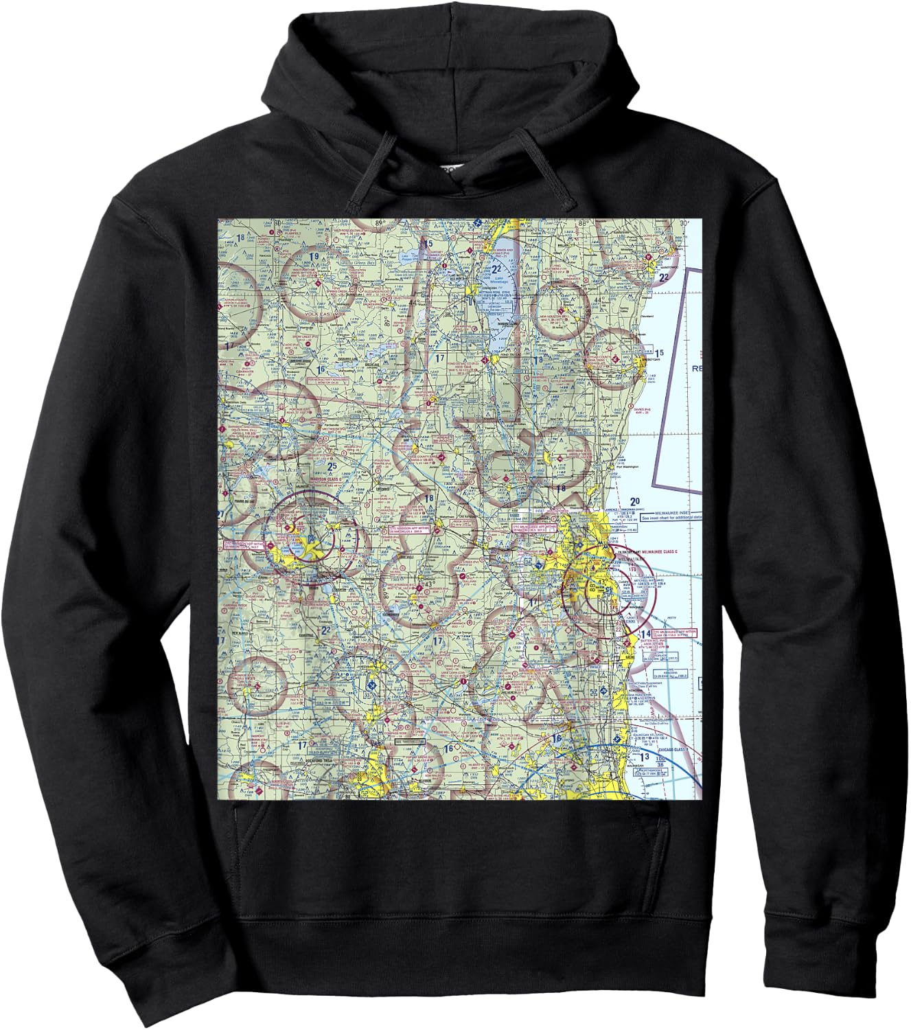 Aeronautical VFR Sectional Chart - Oshkosh Hoodie - Hoodie | Black
