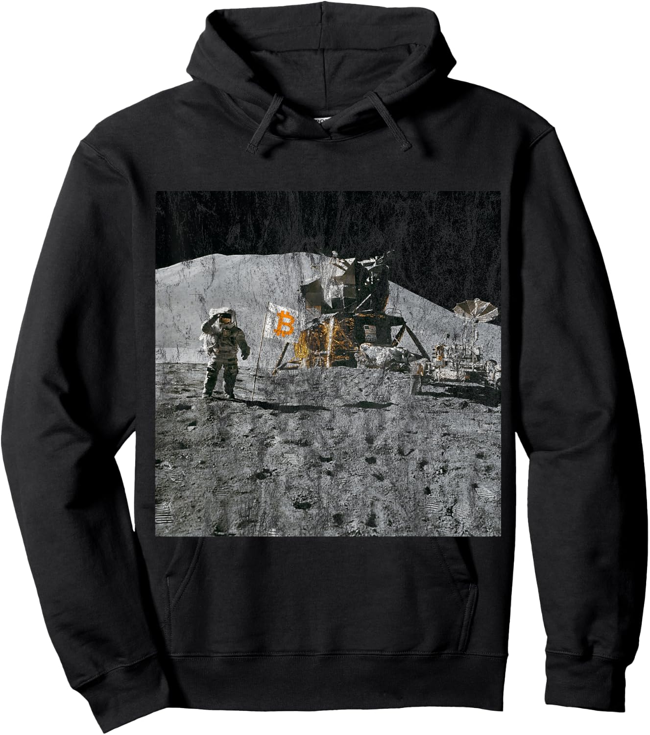 Real Photo From 1969 Apollo 11 BTC Bitcoin To The Moon Hoodie - Hoodie | Black