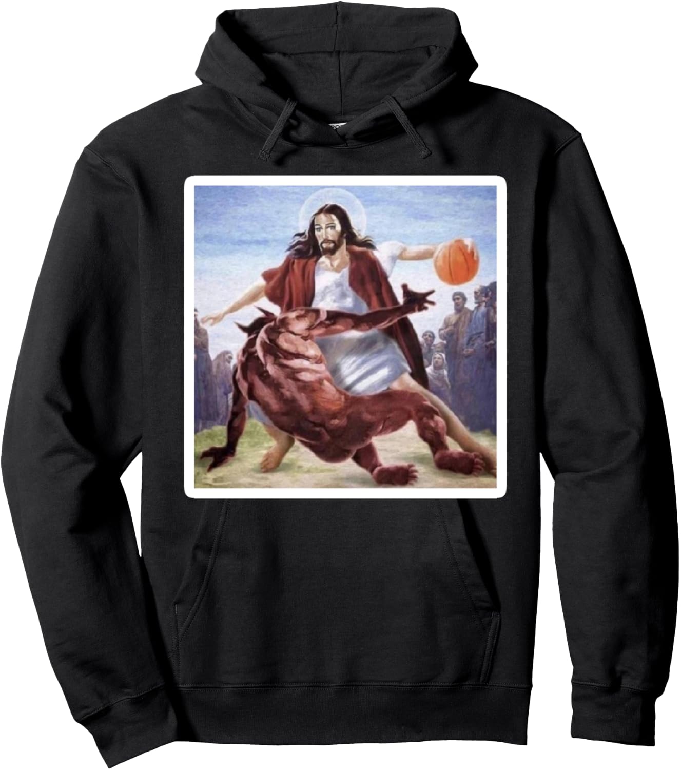 Jesus Crossing Up Satan Basketball Hoodie - Hoodie | Black