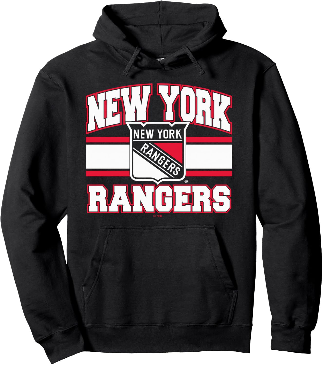 New York Rangers Stripe Royal Blue Officially Licensed Hoodie - Hoodie | Black