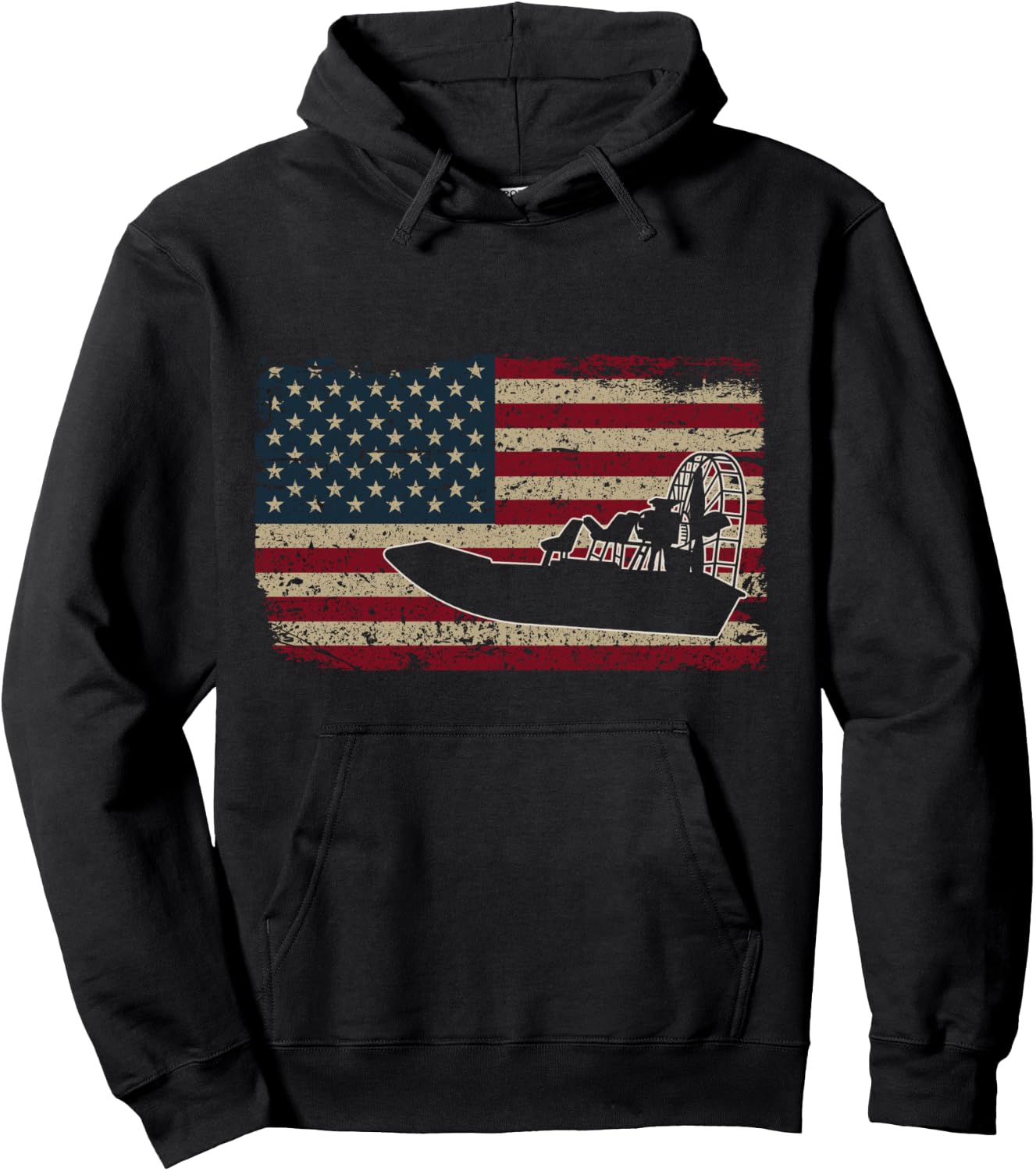 Airboat America Flag I Patriotic Airboat Captain Racing Gift Hoodie - Hoodie | Black
