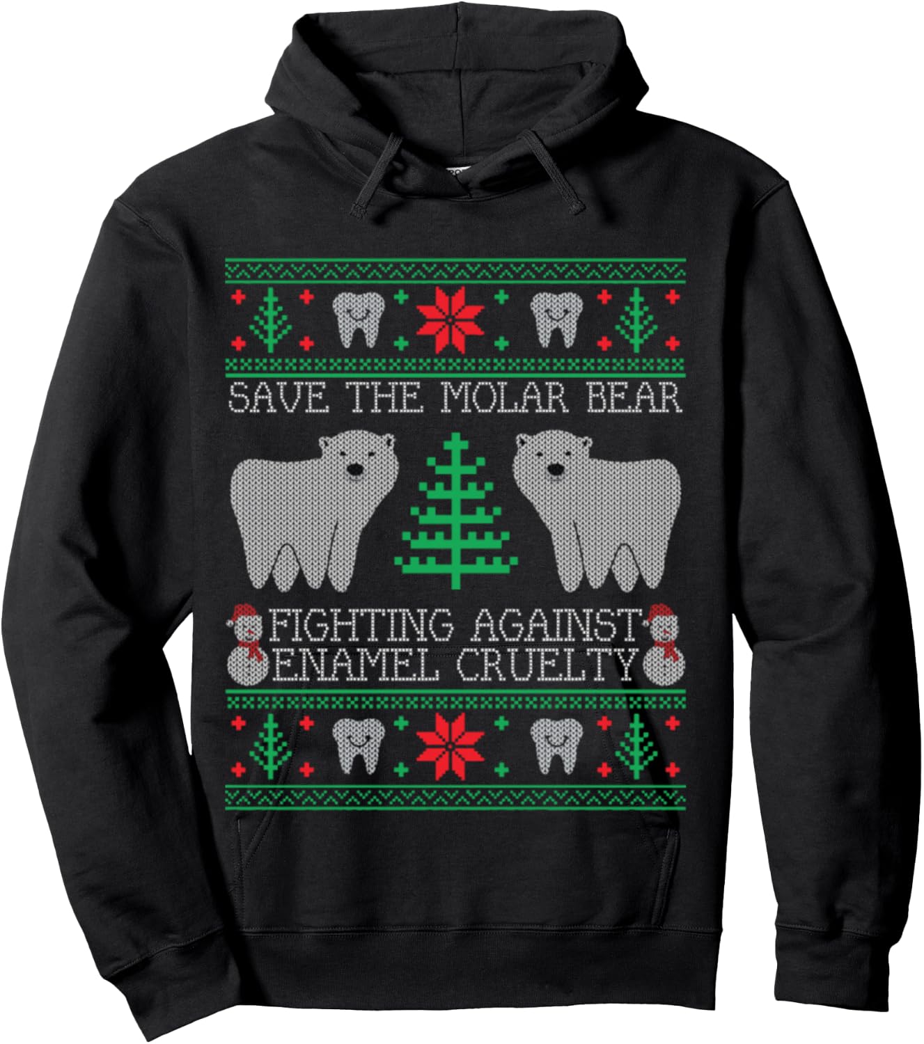Save The Molar Bear Dental Dentist Ugly Christmas Sweaters Hoodie - Hoodie | Black