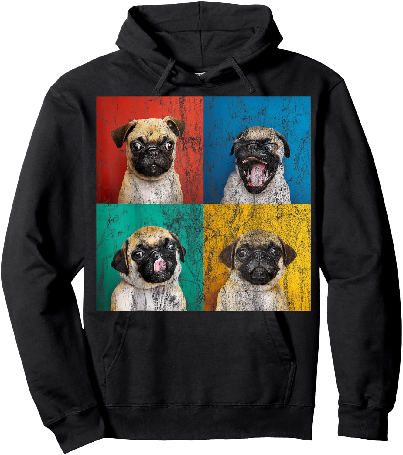 Pug puppy portrait photos Carlino for dog lovers distressed Hoodie - Hoodie | Black