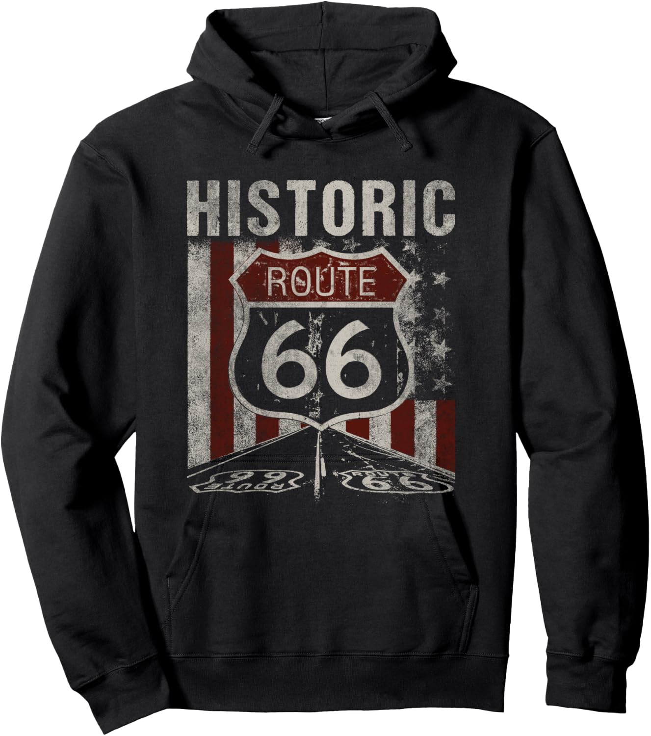 Historic U.S.A. Route 66 Highway Vintage America Road Sign Hoodie - Hoodie | Black