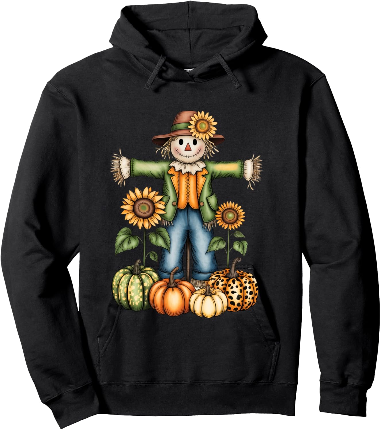 Funny Scarecrow Fall Season Autumn Gift Women Kids Hoodie - Hoodie | Black