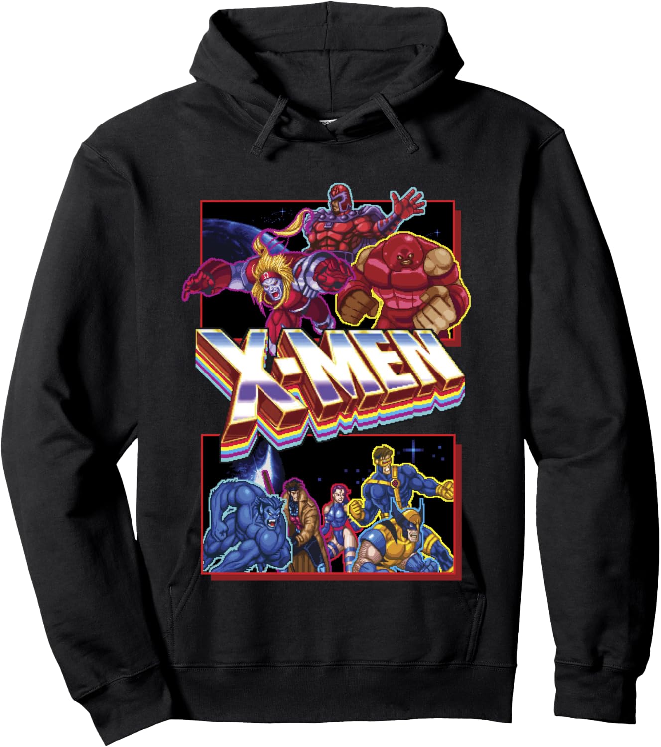 Marvel X-Men Classic Retro Video Game Logo Panels Hoodie - Hoodie | Black